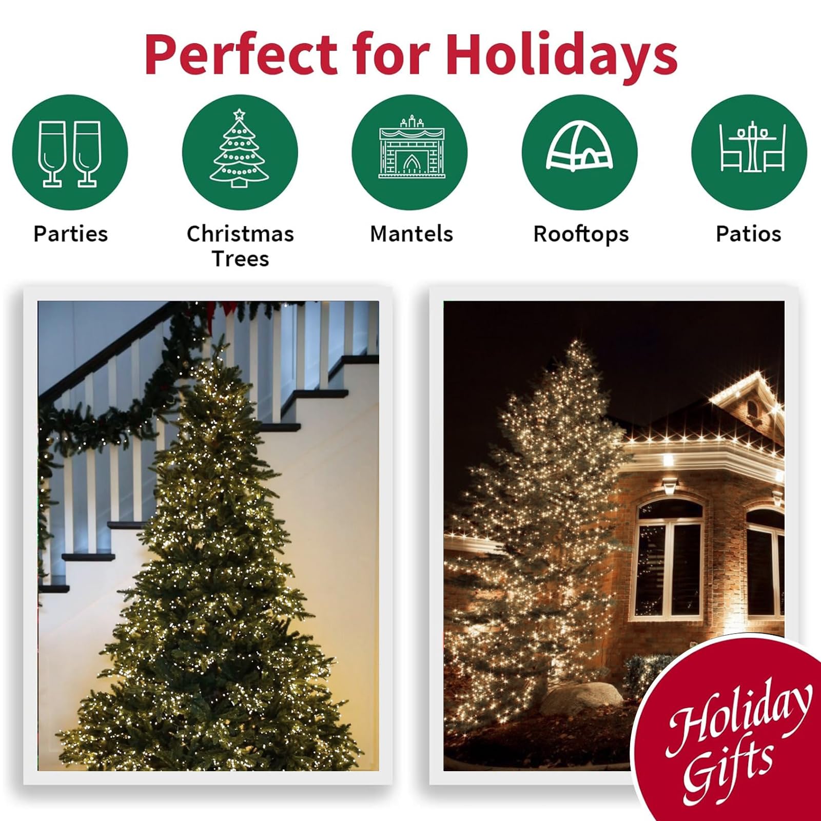 Lamphome 100 Count White Frost Christmas Lights Mini Clear Lights 21Ft White Wire Christmas Tree String Lights Set For Outdoor Indoor Christmas Decorations Wedding Decorations Valentines Day Decor