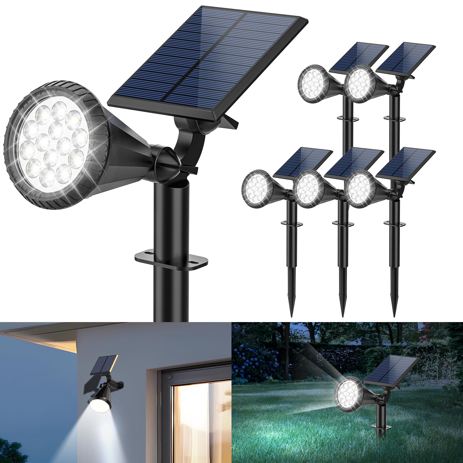 Katipeal Solar Spot Lights Outdoor, 4 Modes/8 Pack Solar Spotlights Waterproof, 180 Adjustable Powered Landscape Lights, Outdoor
