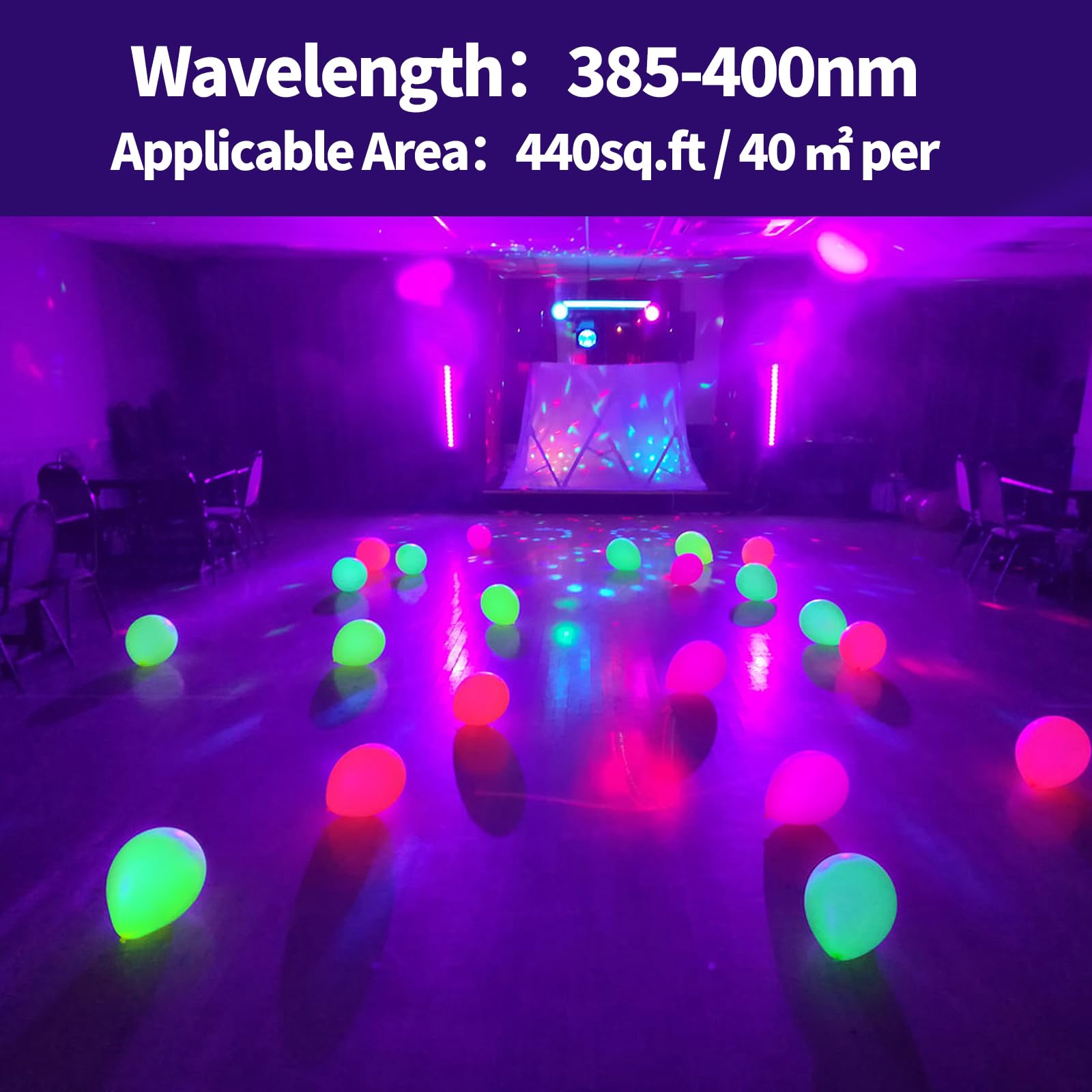 40W Led Black Light Bar, Blacklight With 6Ft Cord & Switch, Ip66 Waterproof Black Lights For Glow Party, Halloween, Birthday, Body Paint, Bedroom, Classroom, Each Light Up 24X24Ft, 3 Pack