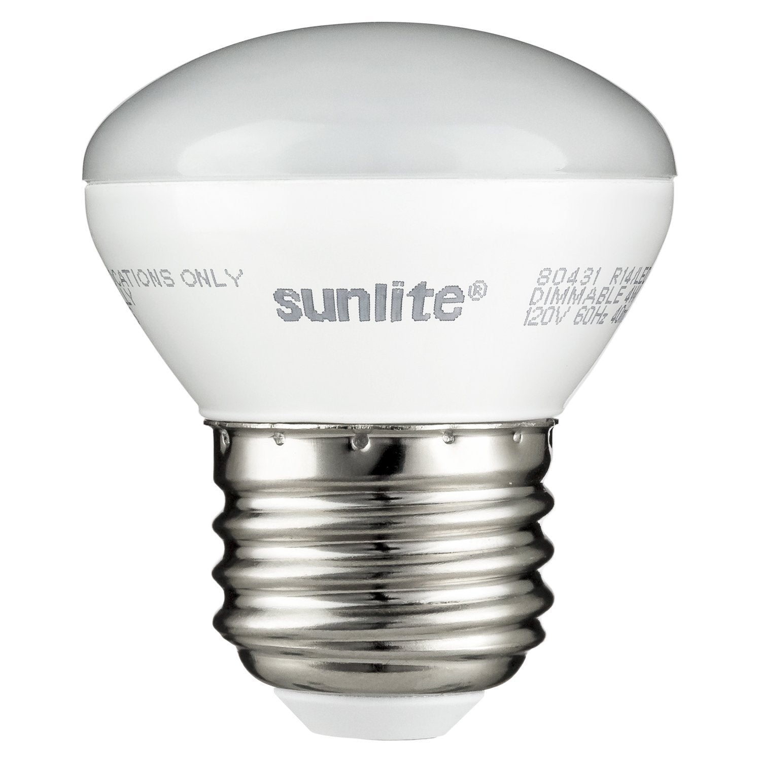 Sunlite 80431 LED R14 Mini Reflector Floodlight Light Bulb, 4 Watts (25W Equivalent), 250 Lumens, Medium (E26) Base, Dimmable, E