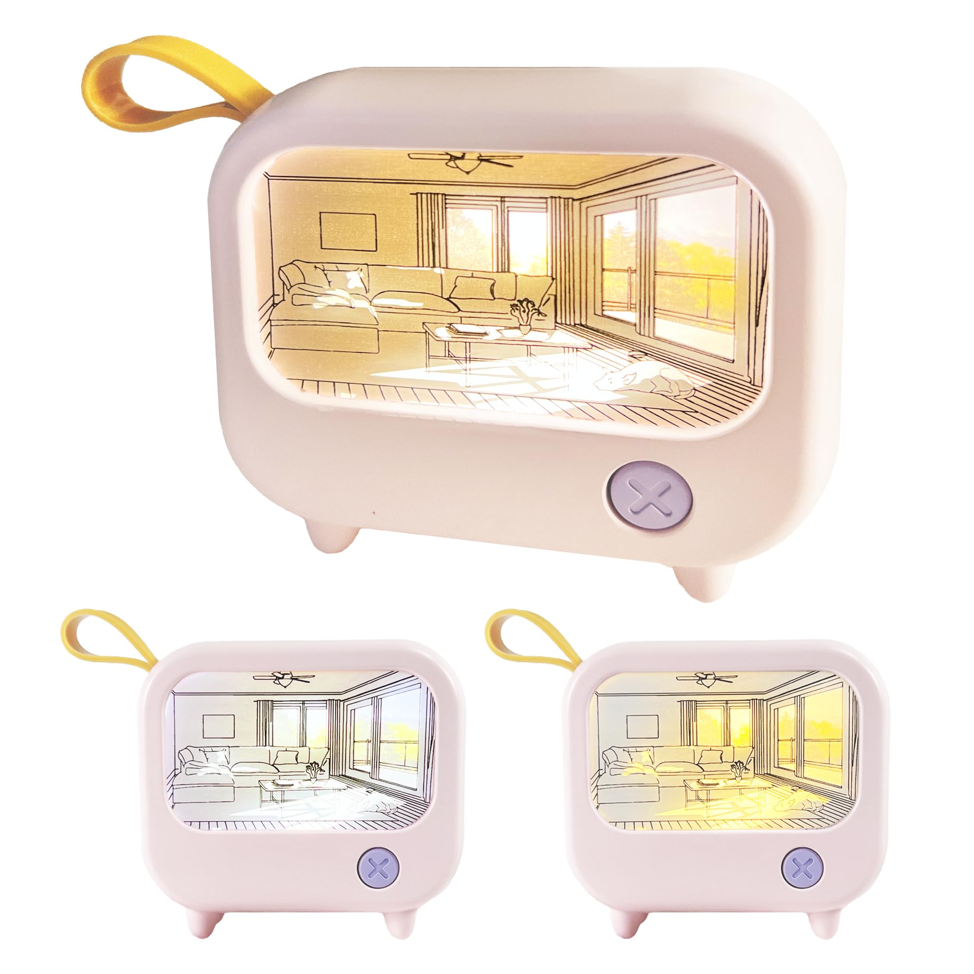 Leafre Mini Painting Night Light- Pink | 2 Color Mode | Portable & Rechargeable | 1 Button Easy-to-Use Control | Desk & Bedside 