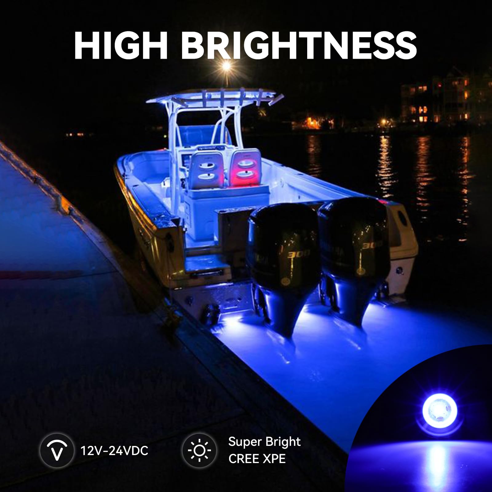 Uliteco Boat Interior Lights  Waterproof Marine Led Boat Lighting  Night Fishing Lights  Courtesy Transom Cabin Stern Cockpit Navigation Led Lights For Pontoon Bass Jon Jet Ski Kayak (Blue 4Pcs)