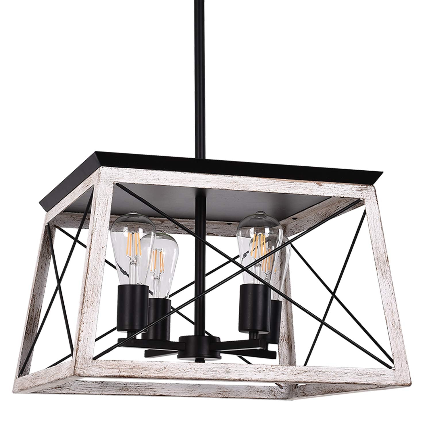 Luupyia 4-Light Farmhouse Pendant Light Fixture, Adjustable Vintage Chandelier For Dining Room