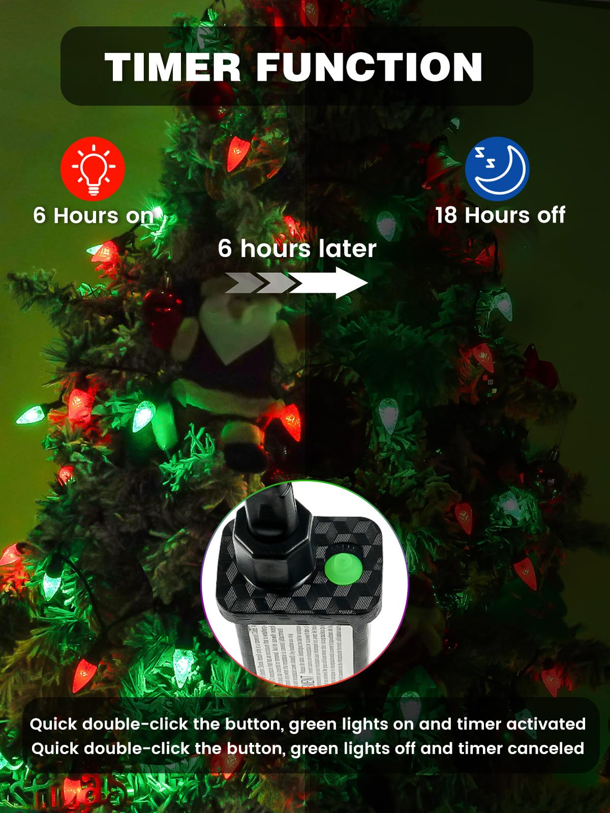 2 Pack C6 Christmas Lights Outdoor Indoor  Total 200 Led 66 Ft Connectable Christmas String Lights With Timer & 13 Modes  Waterproof Twinkle Light For Xmas Tree Party Yards Decorations (Red And Green)