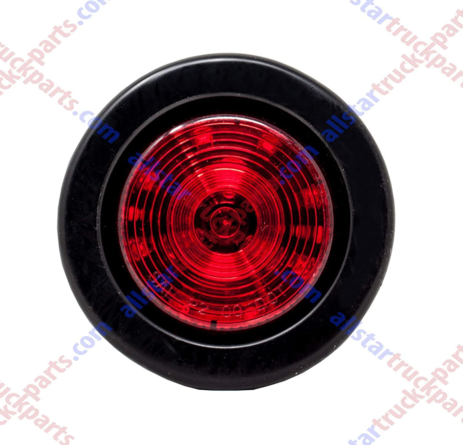 All Star Truck Parts] 2x 2.5 Red 12 Led Round Side Marker Clearance Lights Grommet Flush Mount, Sealed Truck Trailer with Reflex