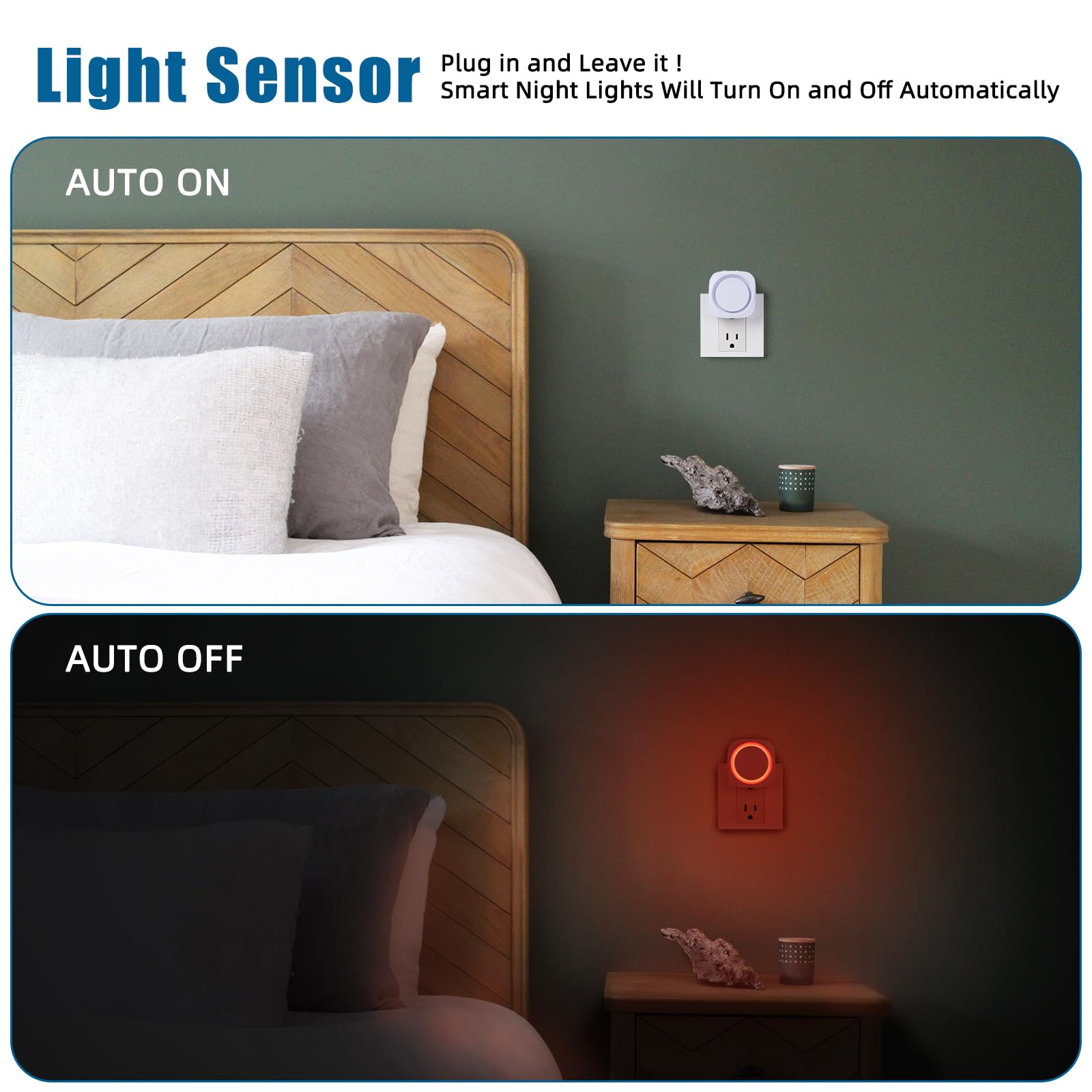 Red Night Lights Plug Into Wall, 4 Packs Dimmable Night Light With Dust To Dawn Sensor, Automatically Turn On And Off, Gentle Gl