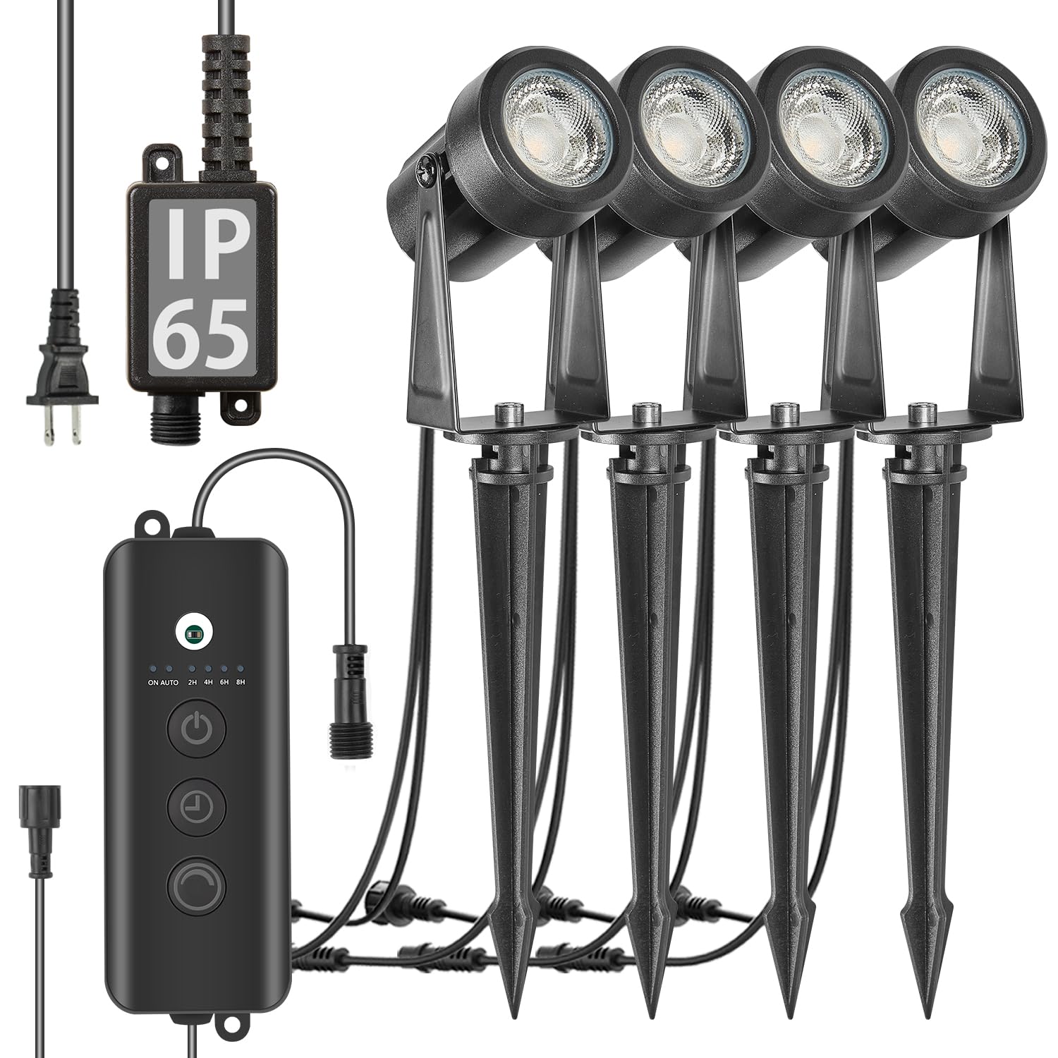 SUNTHIN Outdoor Landscape Lighting with Dusk to Dawn Sensor Controller, 4 Pack