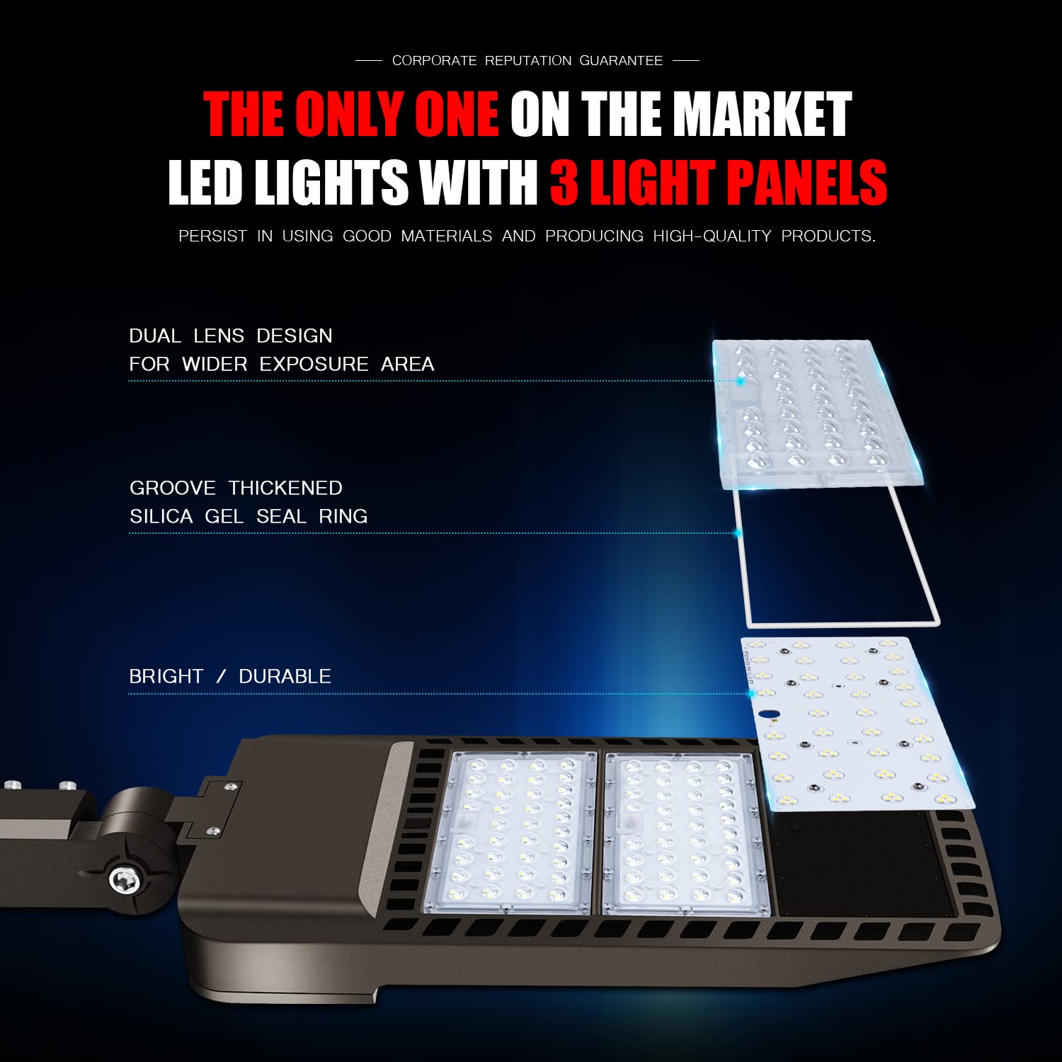 Juyace 300W Led Parking Lot Light Slip Fitter Mount Dusk To Dawn Outdoor Lighting Exterior Flood Commercial Outside Ip65 Waterproof 100-277V Security Area Shoebox Street
