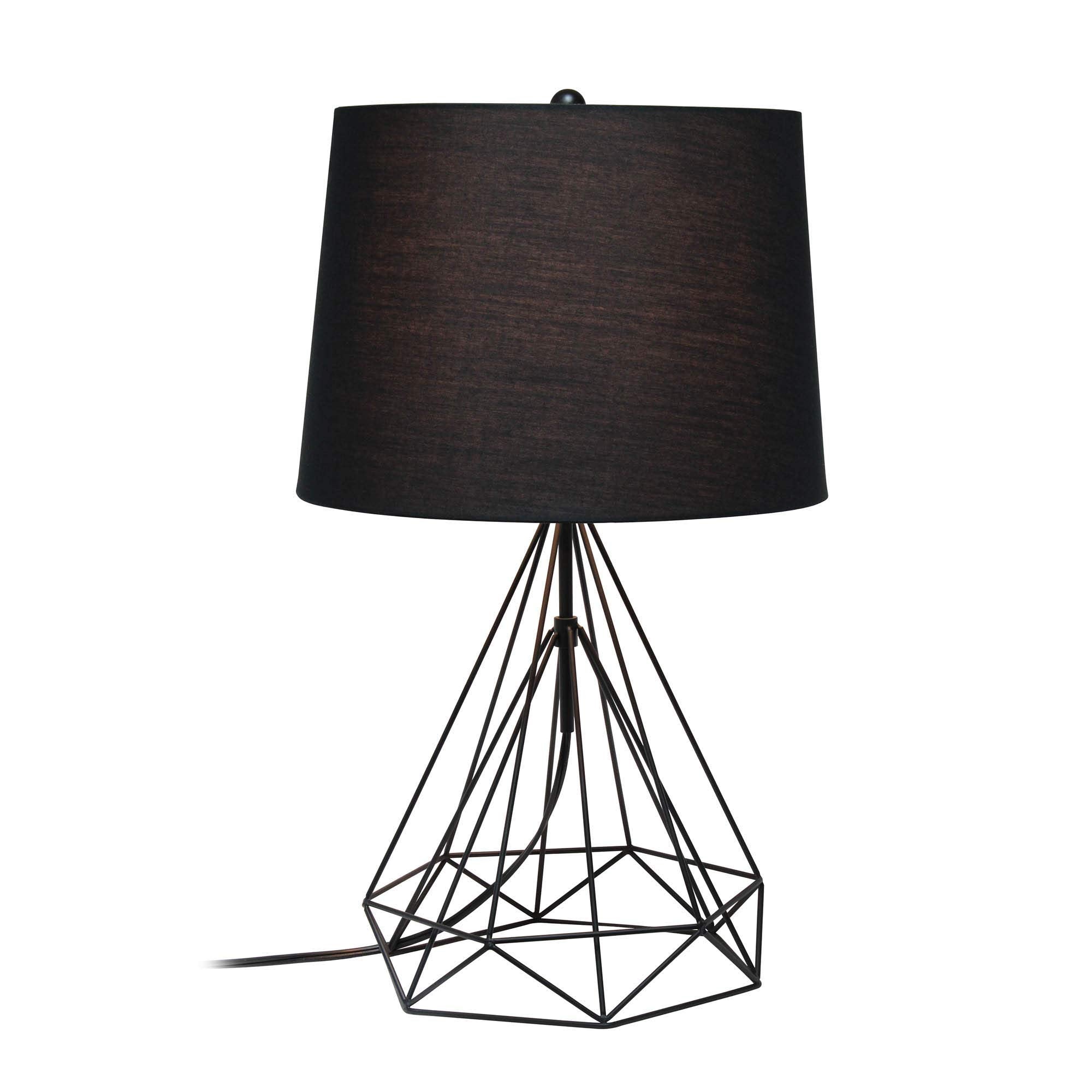 Lalia Home Black Matte Geometric Table Lamp With Fabric Shade - 23.5&quot; Decorative Lighting
