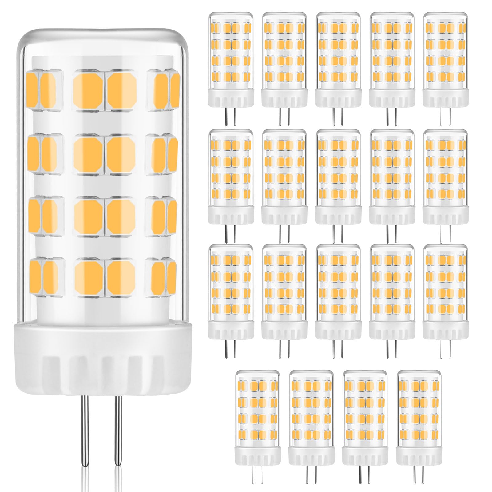 Gardencoin G4 LED Bulb 4W 480LM 2700K Warm White  12V AC/DC  360 Beam Angle  T3 Halogen Replacement  High-Efficiency Ceramic Base for Landscape  Cabinet  Ceiling Lights  20 Pack