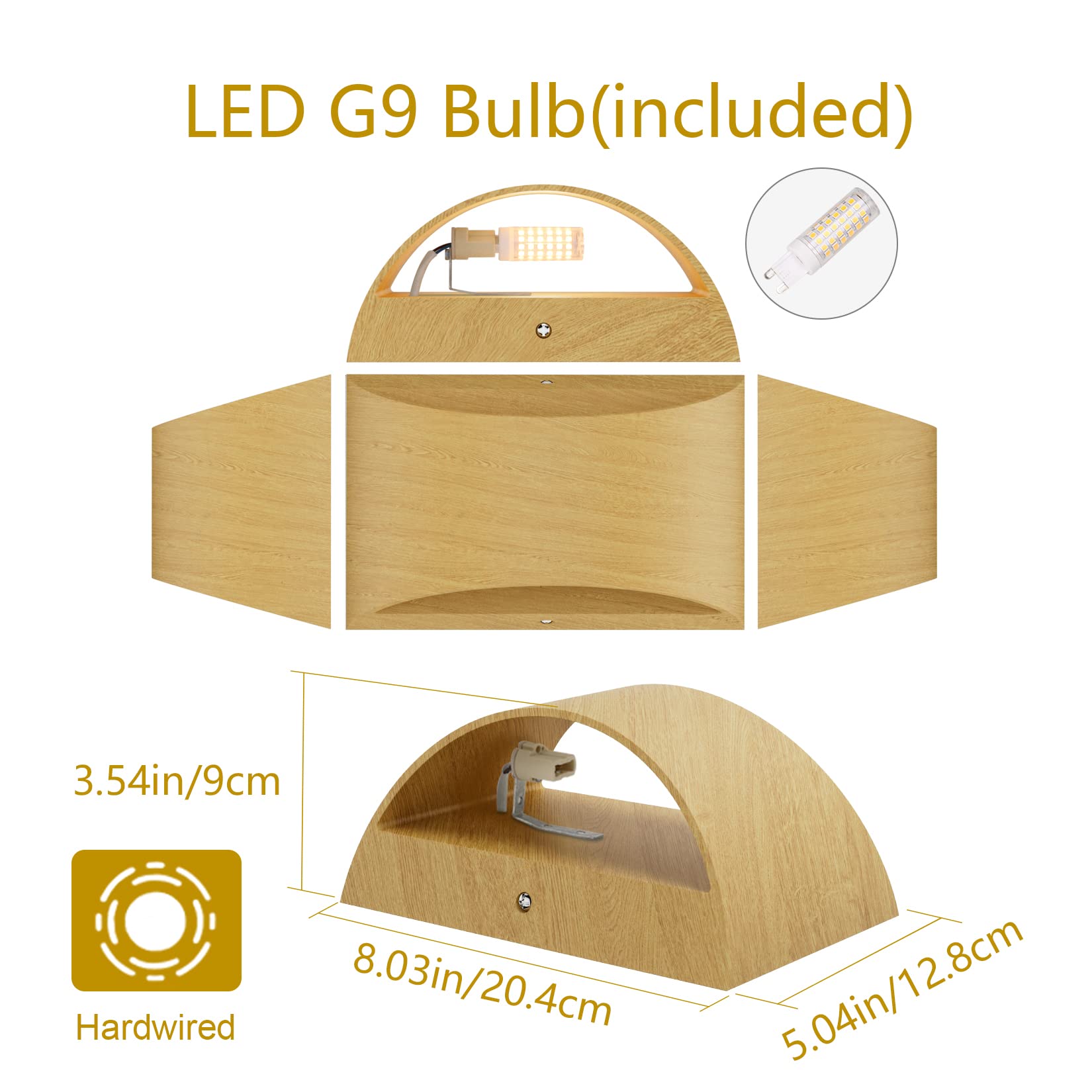 Aipsun Aluminum Modern Wall Light Fixtures 1 Pack Indoor Led Wall Sconce Hardwired Wood Texture Up And Down Wall Mount Light For