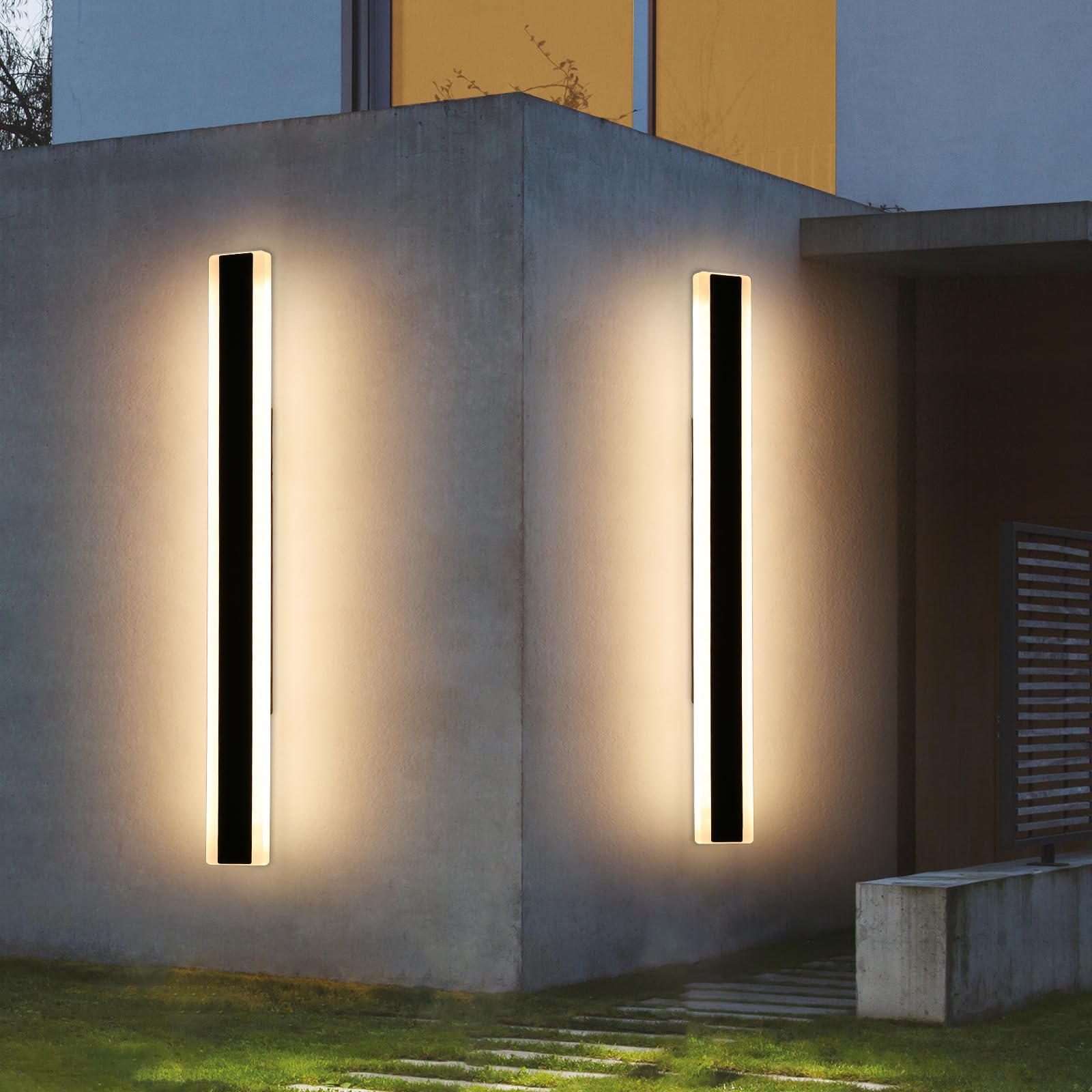 Mikeru 2Pack 47.2Inch Outdoor Wall Light Fixtures  3000K Modern Outdoor Lights Exterior For House Ip65 Waterproof Rust Long Led Wall Light Fixtures Hardwire Wall Mount Exterior Lighting For Garage