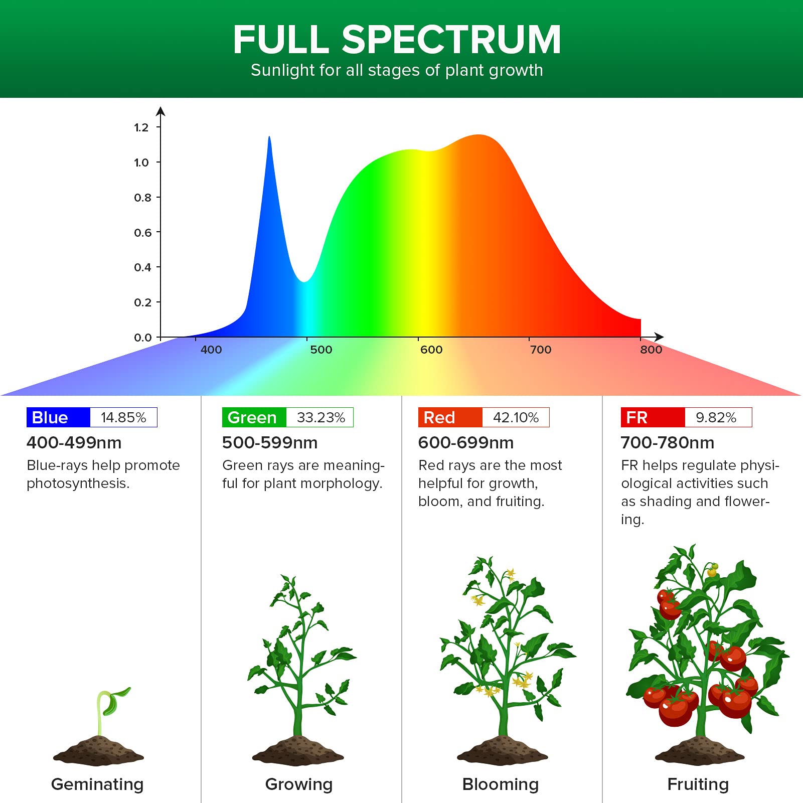 SANSI Dimmable Grow Light Bulb, Full Spectrum 40W (600W Equiv), E26 Base, Auto On/Off Timer, Energy Saving, Model C21GL-CE26