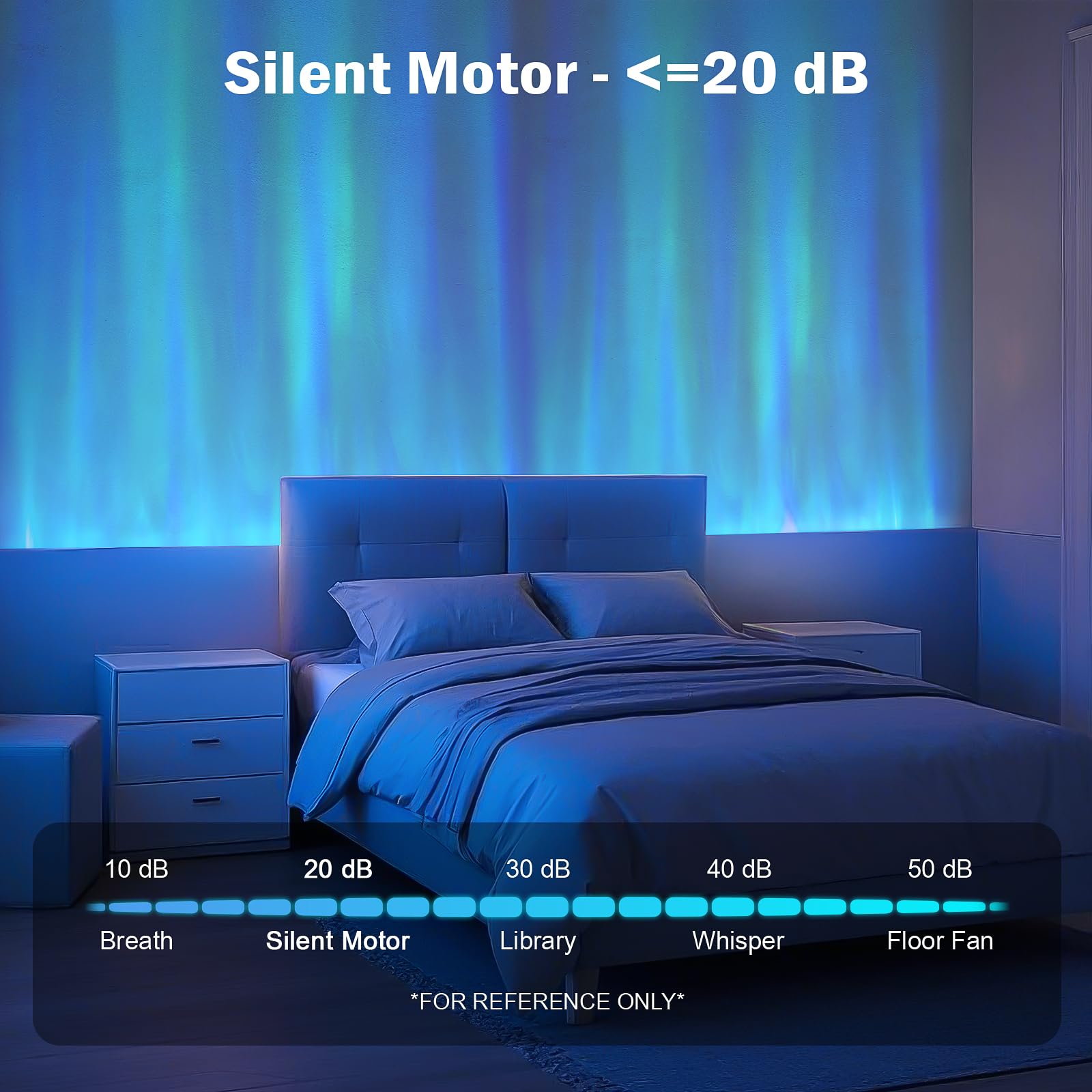 Caupel RGBW LED Ocean Wave Projector Lamp, 39.4" Aluminum, Color Changing Light for Bedroom & Gaming Room Decor