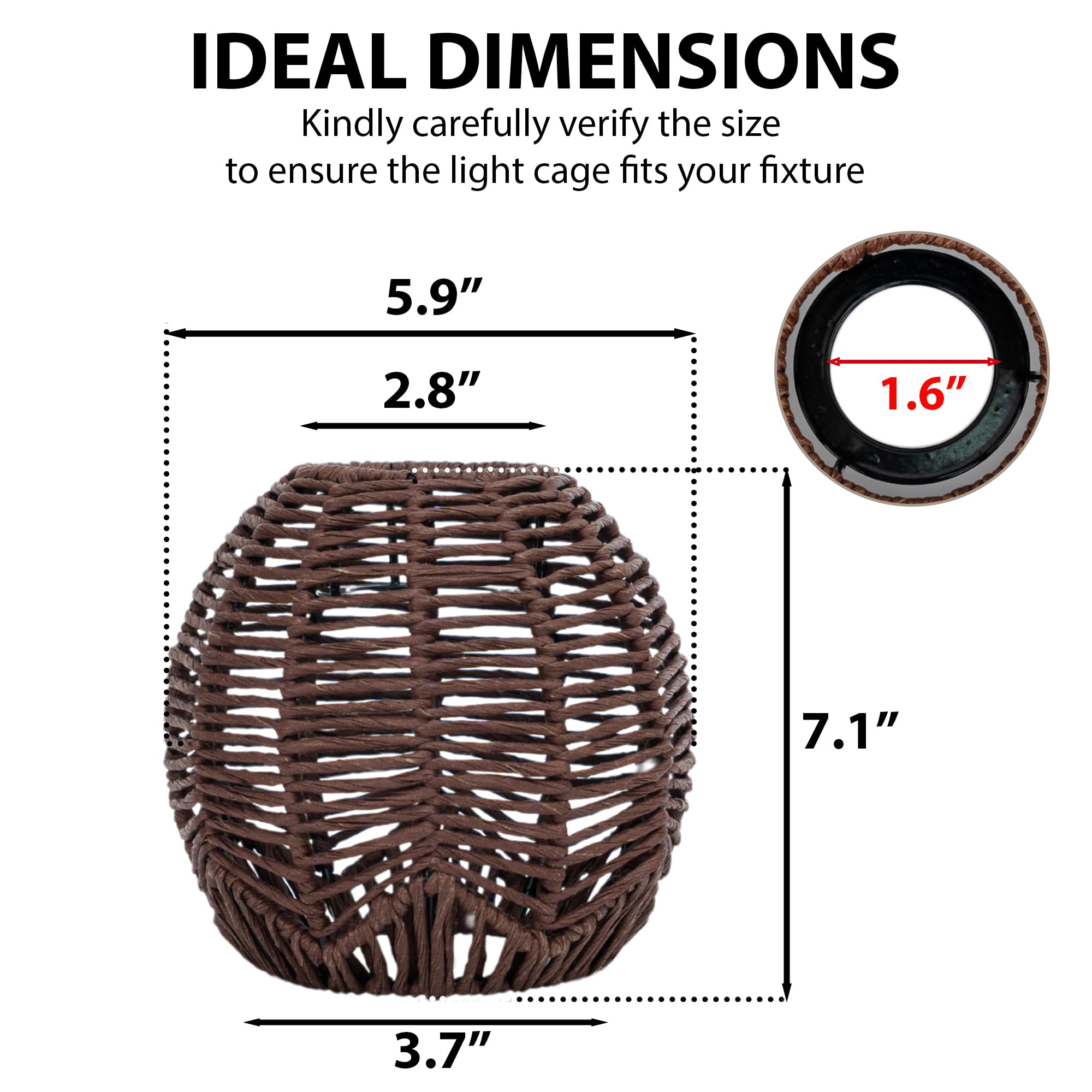 Farmhouse Paper Rope Small Lamp Shades For Table Lamps, Wicker Pendant Light Shade Replacement, Rustic Light Fixture Cover, Wove