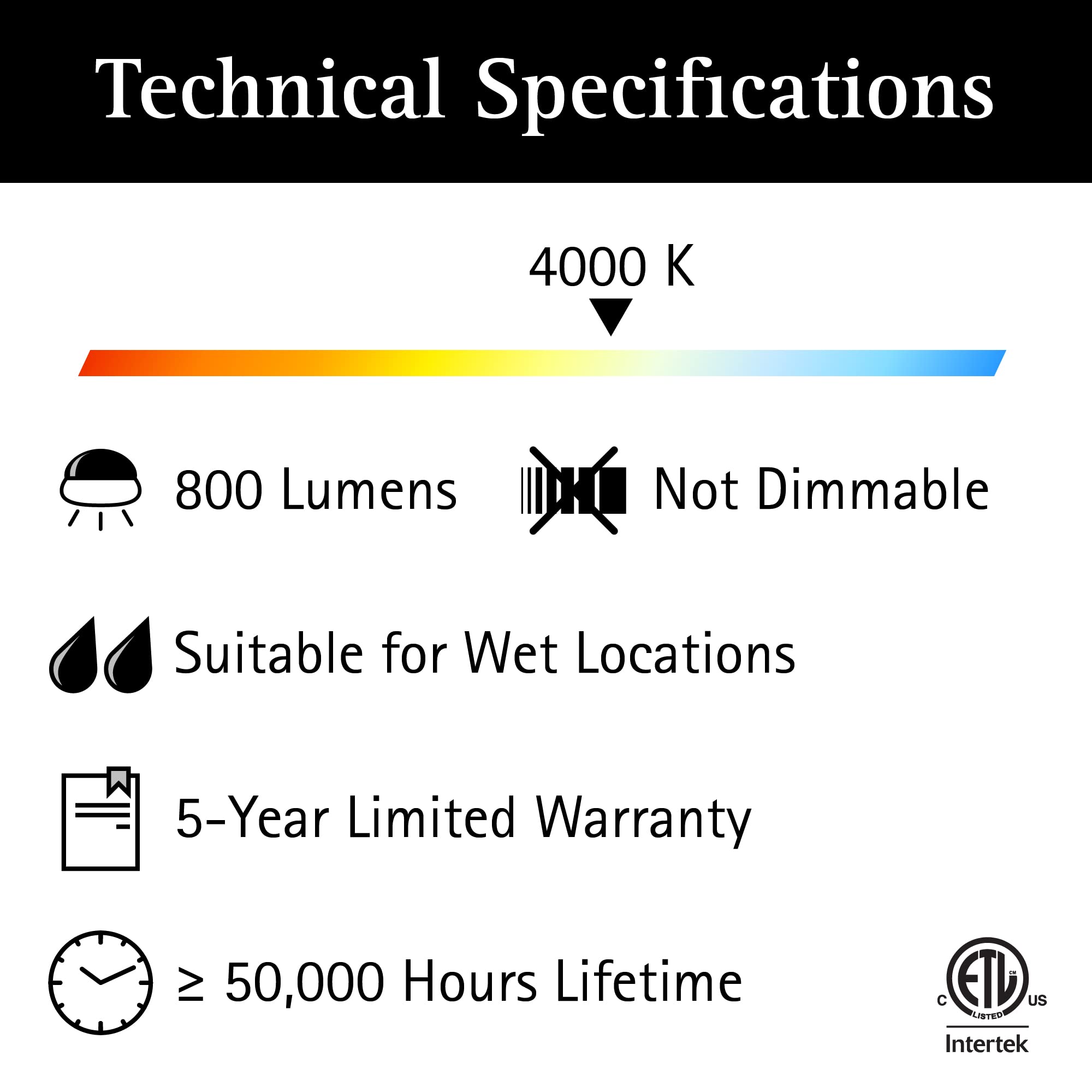 Ultralux 8&quot; Led Wall Sconce, 800 Lumens, 10W, 4000K Outdoor Porch Light,