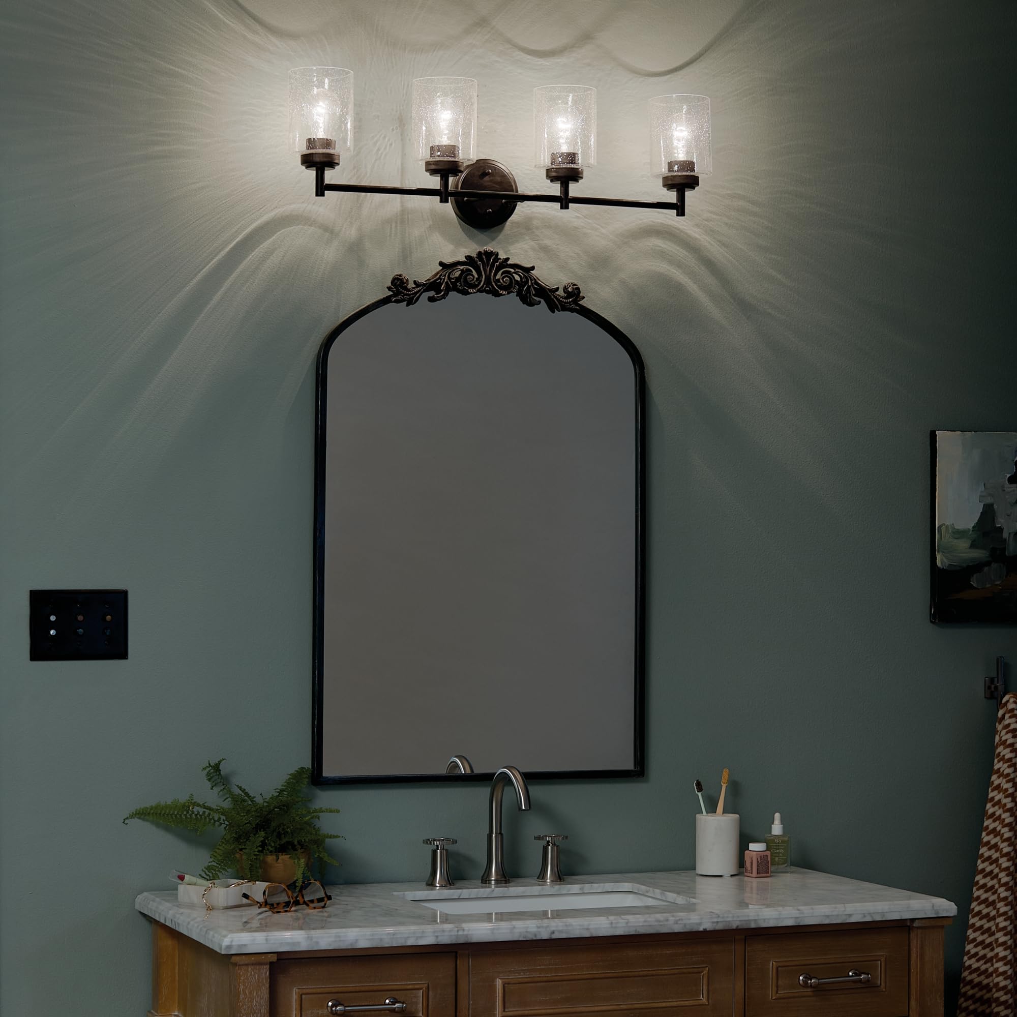 Kichler 45887Bk Winslow Vanity, 4-Light 300 Total Watts, Black