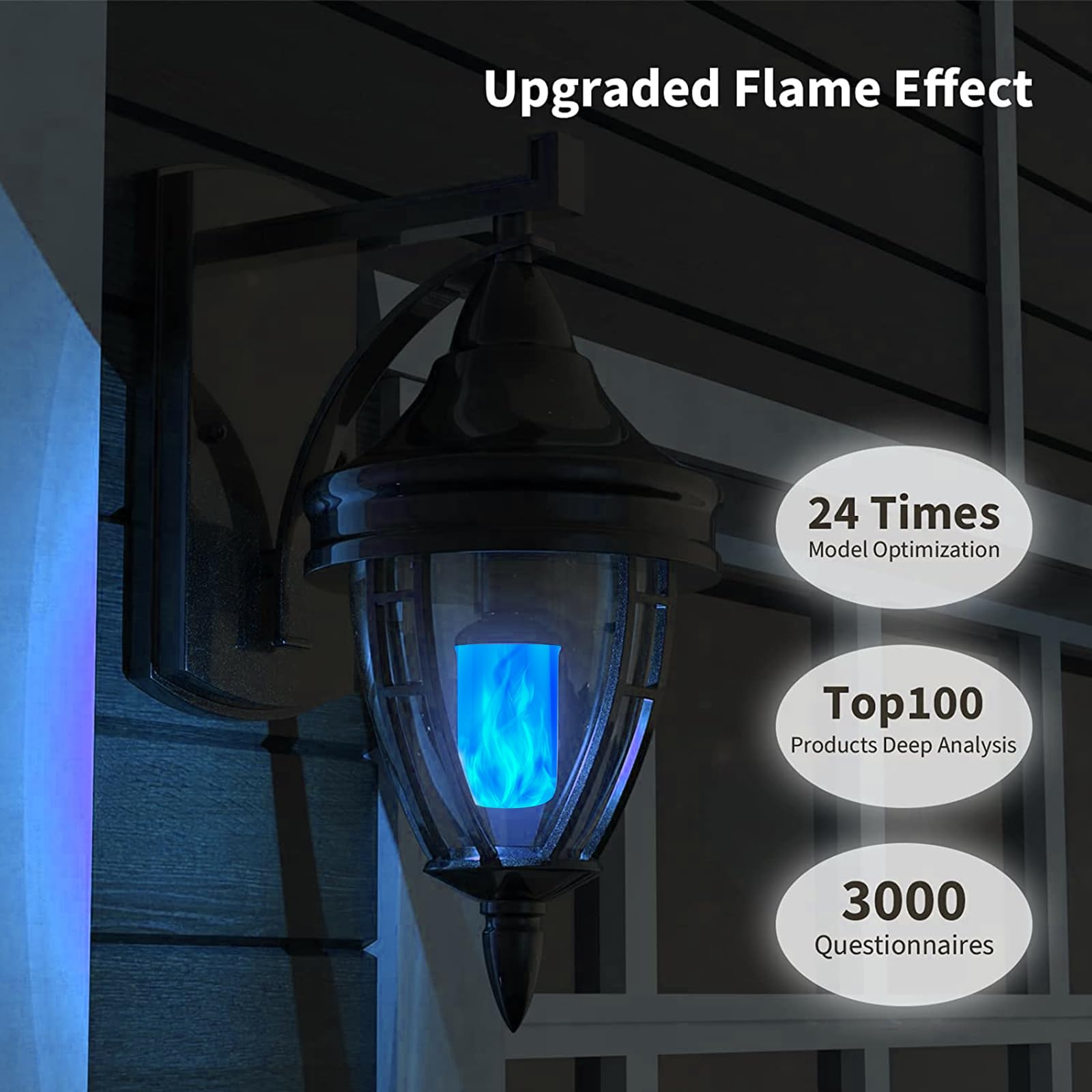 Morsatie LED Flame Light Bulbs, 4 Modes, Eco-friendly, E26, Blue, Ideal for Halloween & Christmas Decoration