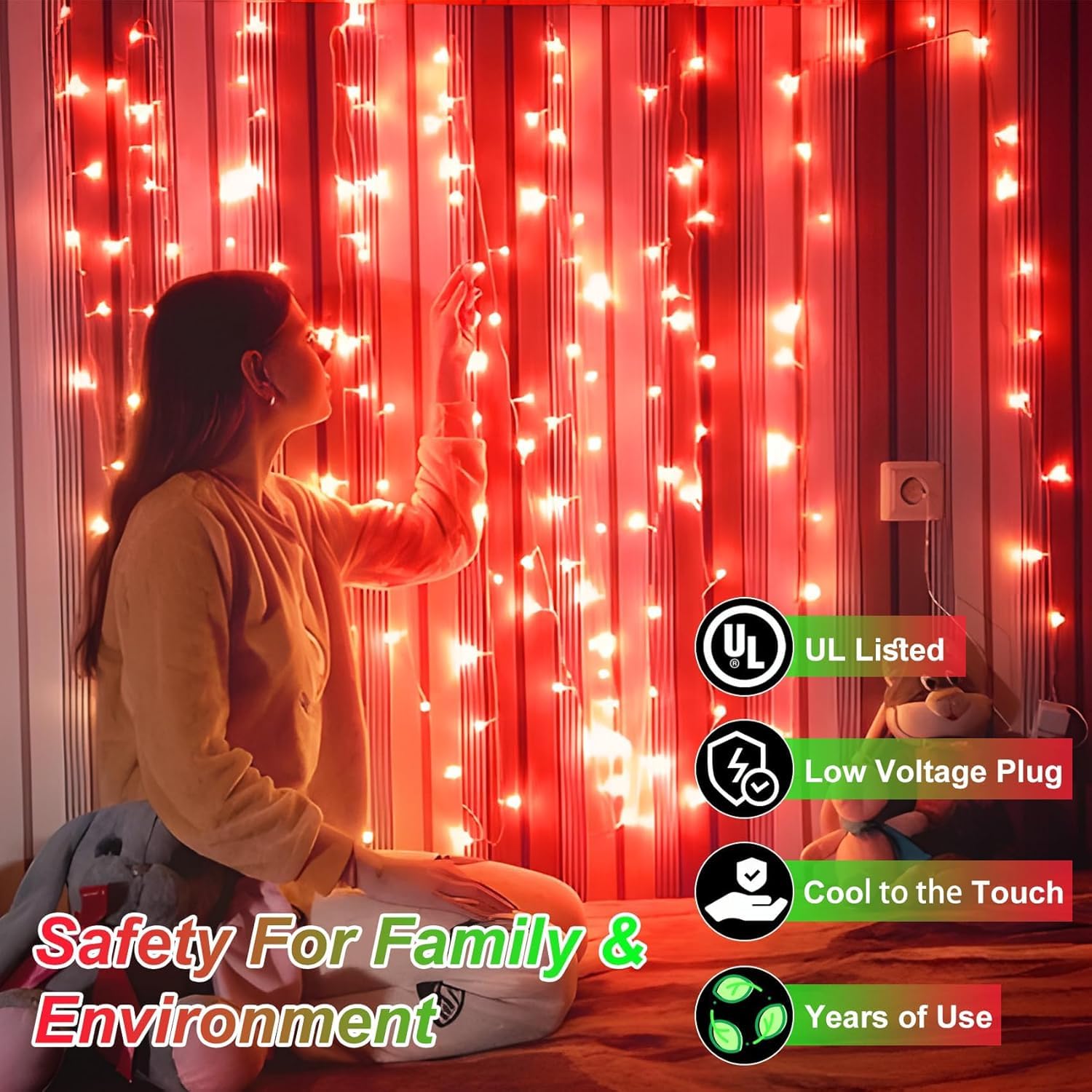 340 Led 90Ft Christmas String Lights Outdoor  12 Pro Modes And Timer Memory & Brightness  Plug In Outdoor Waterproof Clear Wire Twinkle Light For For Xmas Yard Tree Wedding Party Decor (Red)