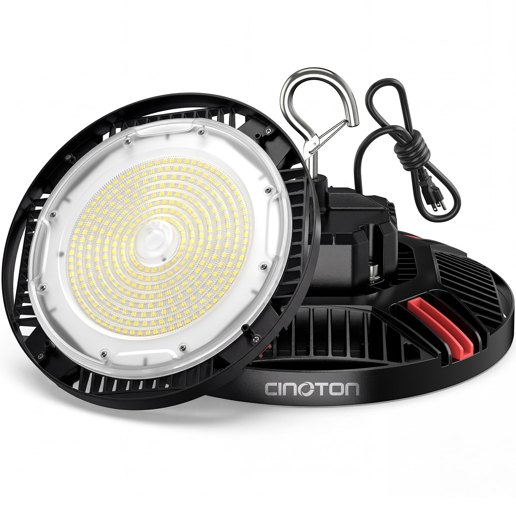 CINOTON 210W UFO LED High Bay Light  Aluminum LED Shop Lights with 31500LM  5000K Commercial Bay Lighting for Warehouse Garage Workshop Factory  6 Cable & Safety Rope  ETL Listed 2 Pack