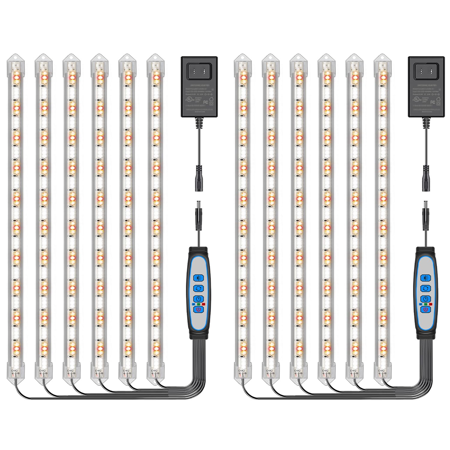 Kullsinss Under Cabinet Grow Light Strip, 36W 360Leds Grow Lights For Indoor Plant Full Spectrum 660Nm/3000K/6000K Grow Lamp With 6/12/16H Timer, 3 Spectrum Modes, 5 Brightness Levels (6 Bars/2 Pack)
