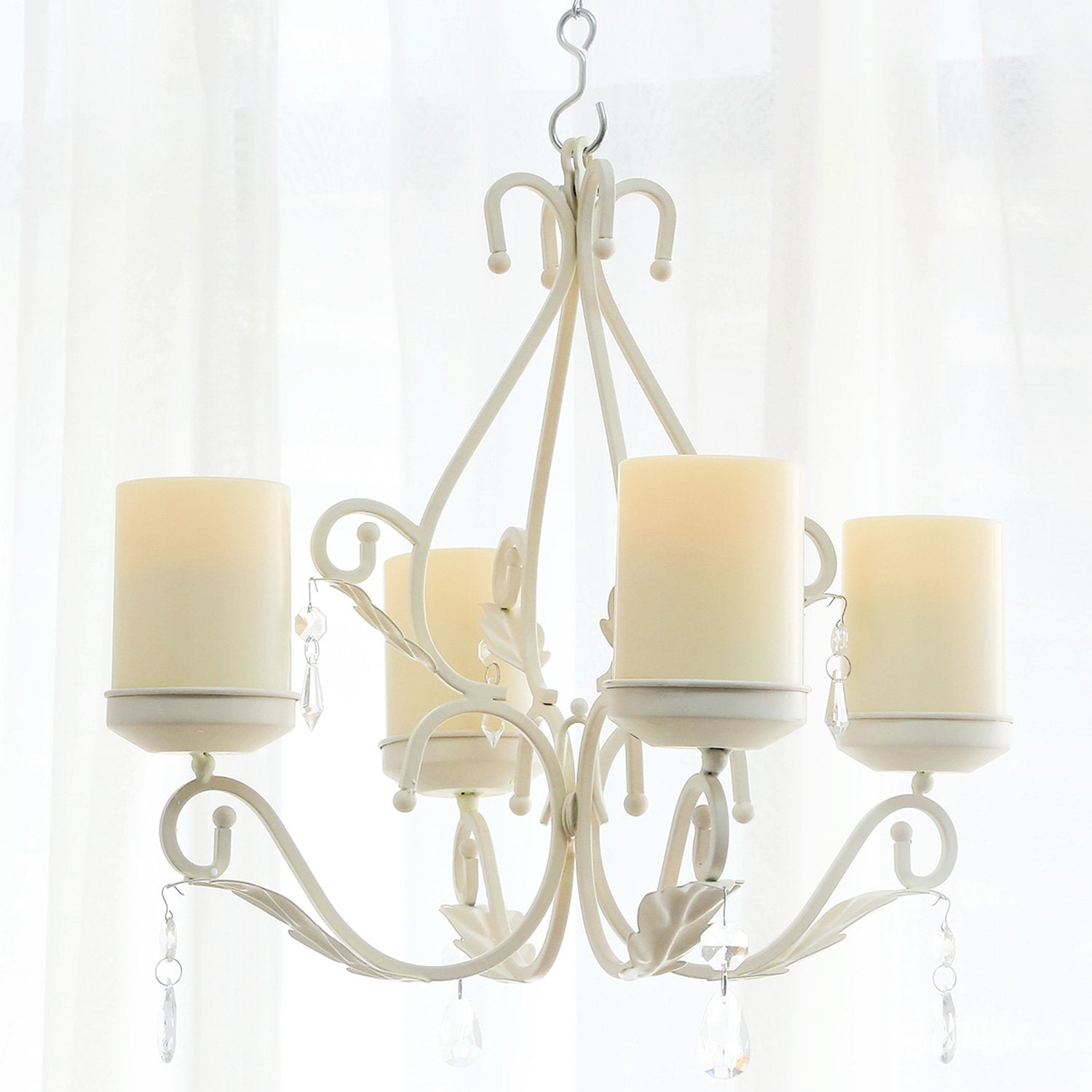 GiveU 3 in 1 Lighting Chandelier, Metal, Black, Includes 4 LED Candles, Table Centerpiece for Indoor/Outdoor Gazebo