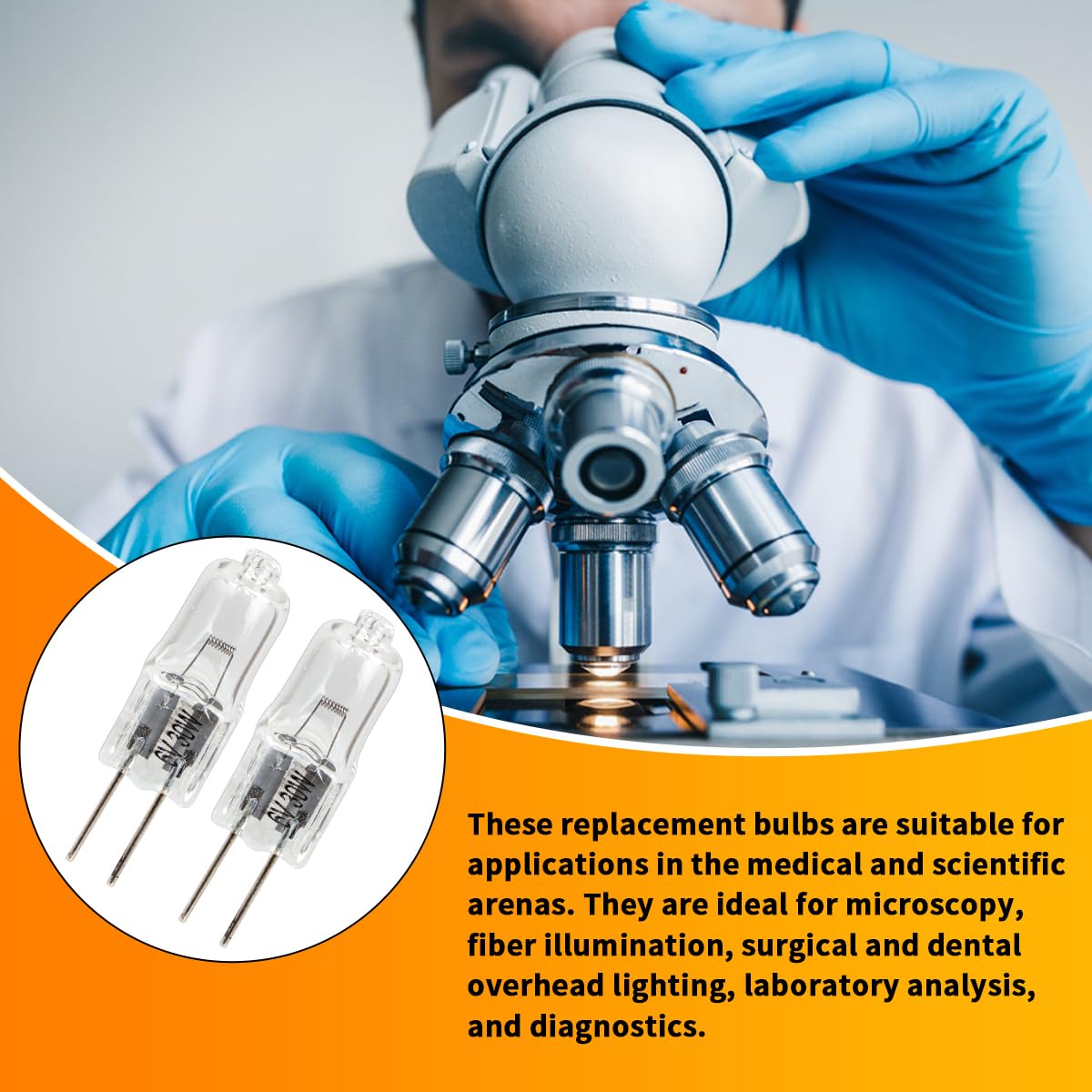 Motoqueen 30W 6V Halogen Light Replacement Bulbs (2 Pcs) With G4 Bi - Pin Base For Microscopes