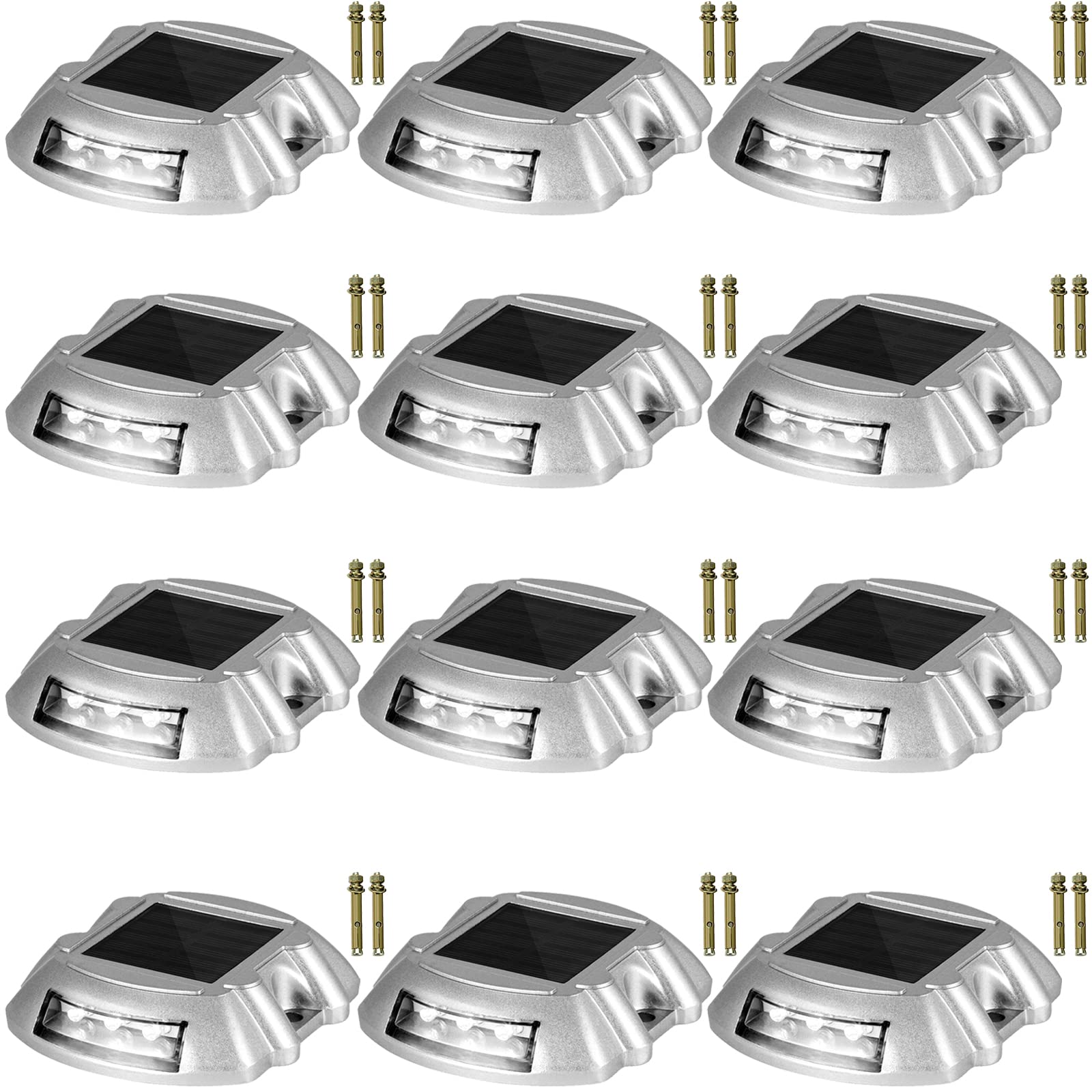 Happybuy 12-Pack Solar Driveway Lights, Waterproof Wireless Garden Path Lights, Bright White Leds