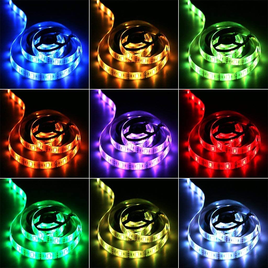 Dervacle Battery Powered Led Strip Lights, 5050 6M/20Ft, Flexible Color Changing Rgb Led Light Strip, 180 Leds 5V Battery-Powered With Controller
