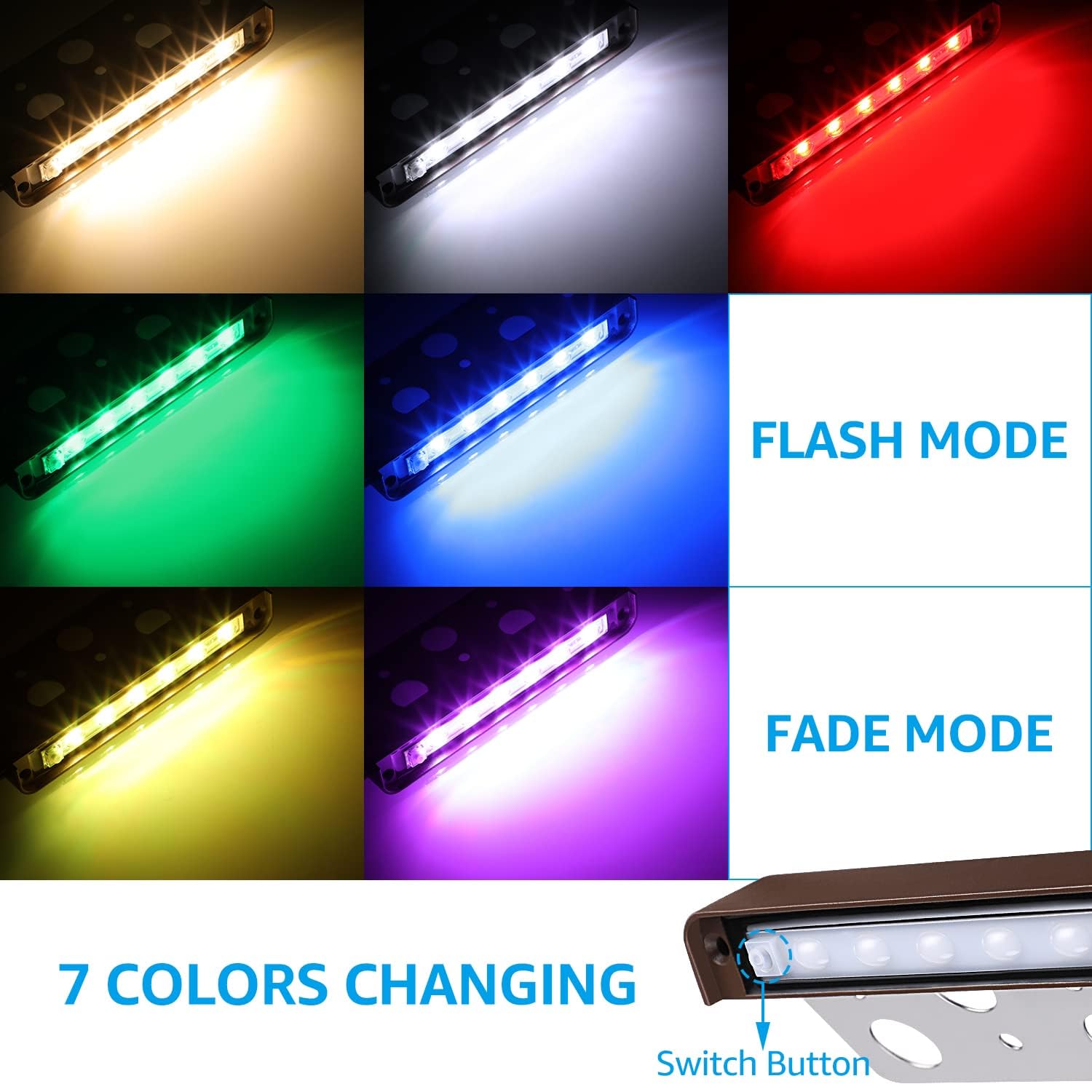 LEONLITE 4 Inch RGB Hardscape Lighting - 8-Pack Low Voltage LED Retaining Wall Lights, Aluminum, Model A-62123, ETL Listed