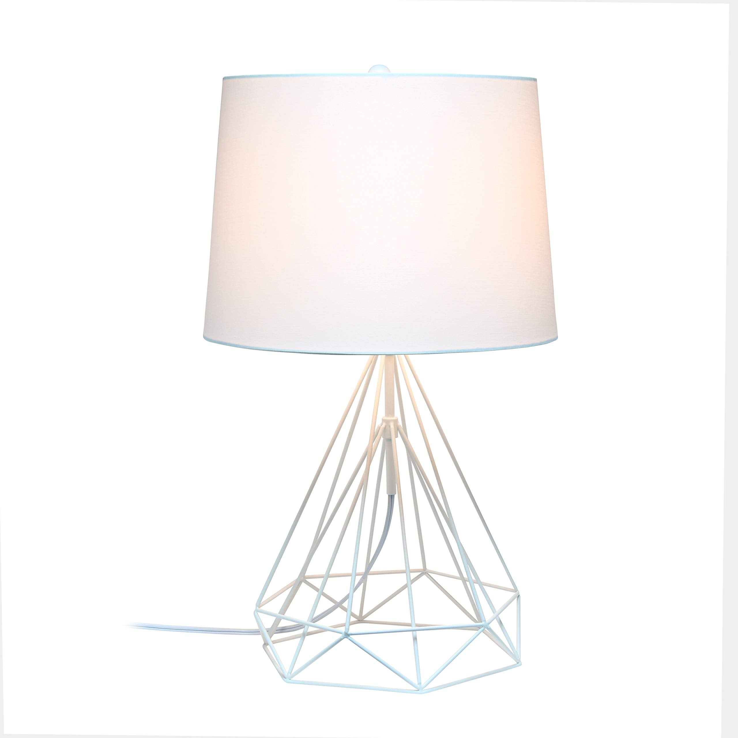 Elegant Designs Modern Geometric Table Lamp, Metal, White, 14inL x 14inW x 23.5inH, Model LT1054-WHT