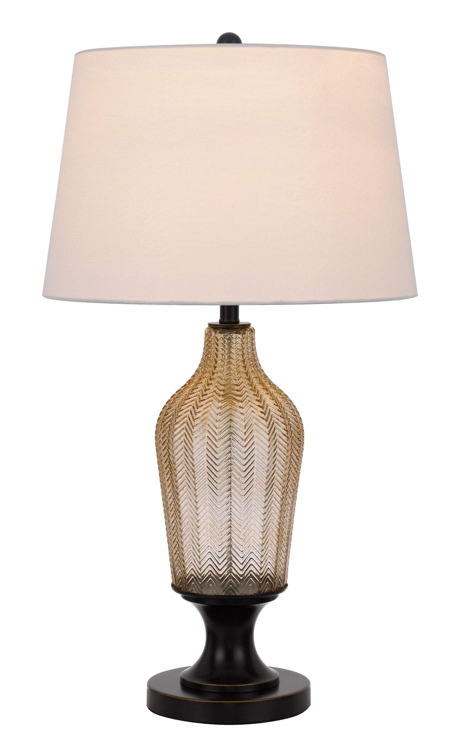 HomeRoots Glass Table Lamp with Empire Shade, Model 524737, 31 in., Bronze & White