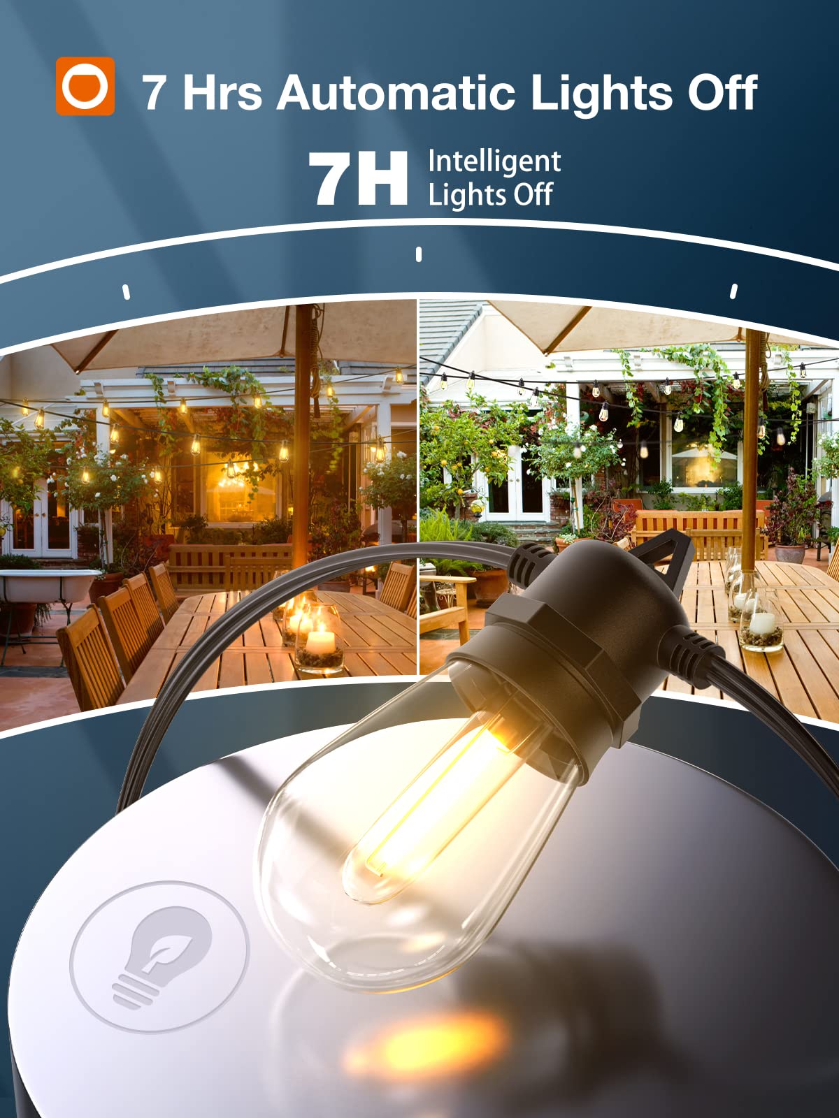 addlon Solar String Lights 104FT with USB Port & Remote Control, 34 LED Dimmable Bulbs, Black, Waterproof for Patio, Garden, Deck