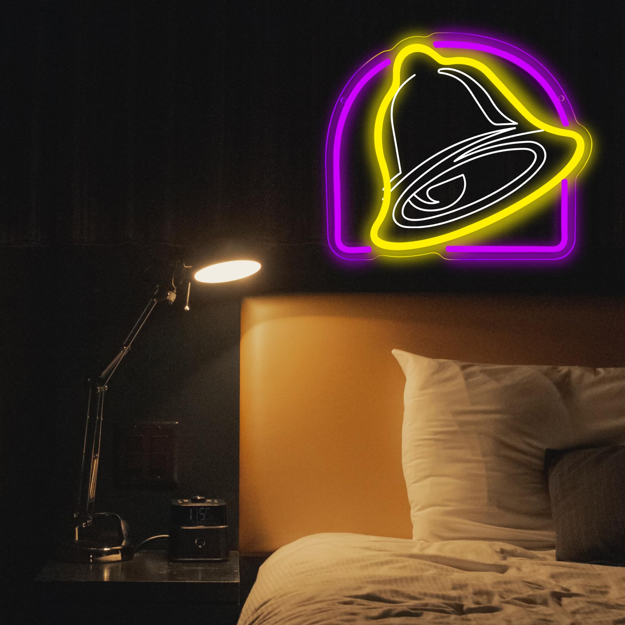 Gippro Taco Neon Sign - Dimmable Wall Decor, USB Powered, 13.3x11.4in, Yellow for Kitchen, Coffee Shop, Mexican Restaurant