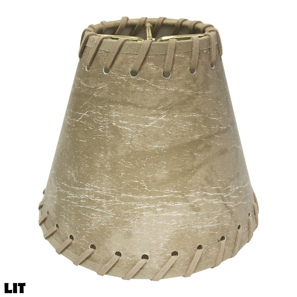 Royal Designs, Inc. Round Faux Leather Chandelier Shade CS-972-6-6, Light Brown, 3in x 6in x 5in, Pack of 6