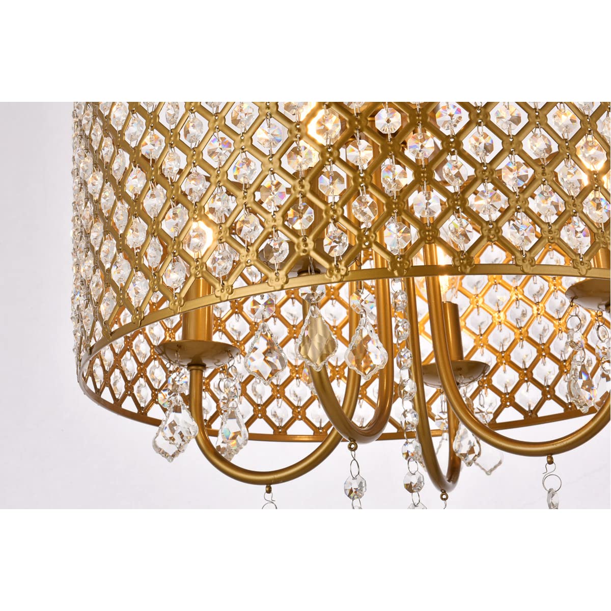 Living District Elise 4-Light Transitional Metal Pendant in Brass Finish