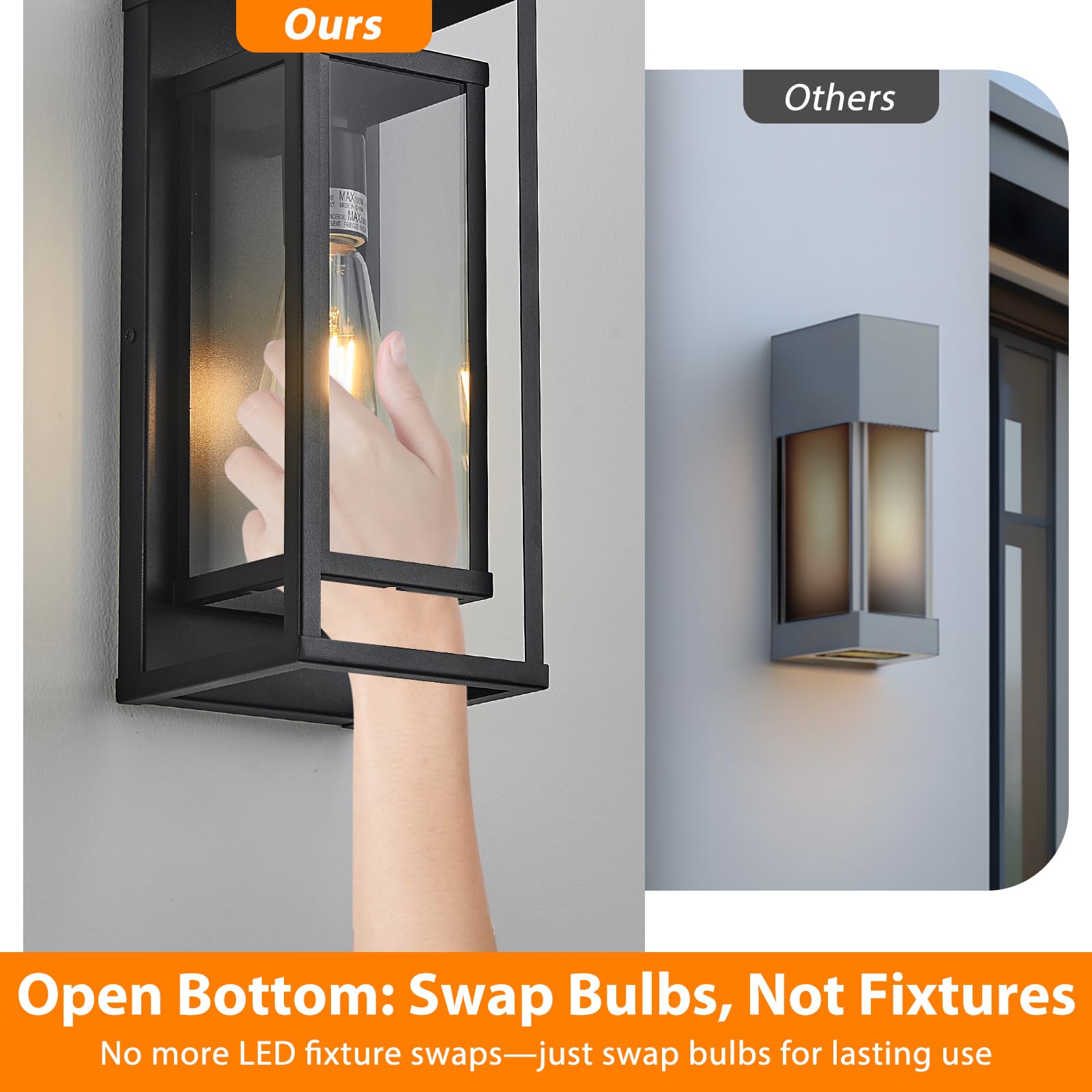 Aibisod 14 Outdoor Wall Lights Fixtures  Black Exterior Lighting Fixtures  Waterproof Outdoor Wall Lantern Modern Front Porch Lights With Clear Glass Coach Lights For Garage  Porch  Front Door 2-Pack