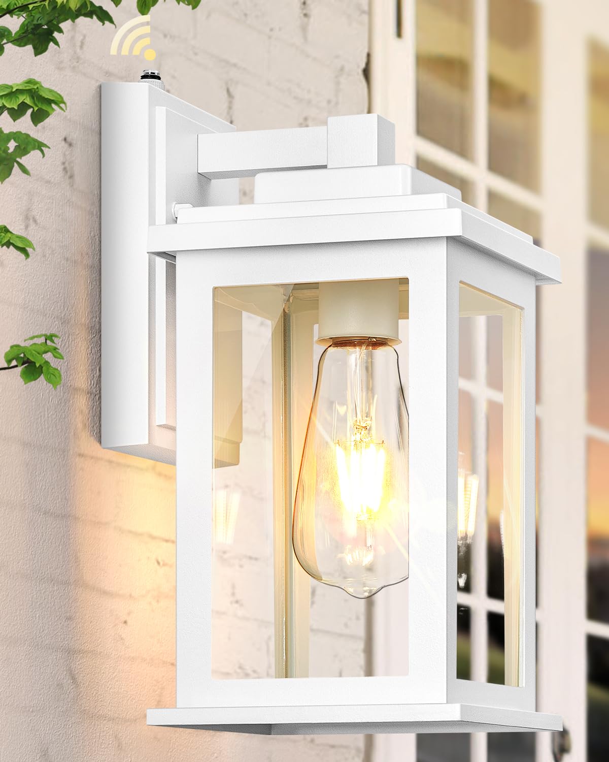 VIANIS White Outdoor Wall Lights  Dusk to Dawn Porch Lights  Anti-Rust Exterior Lighting Fixtures  Dusk to Dawn Outdoor Lighting with Tempered Glass for House  Porch  Garden  Hardwired  Non-Solar