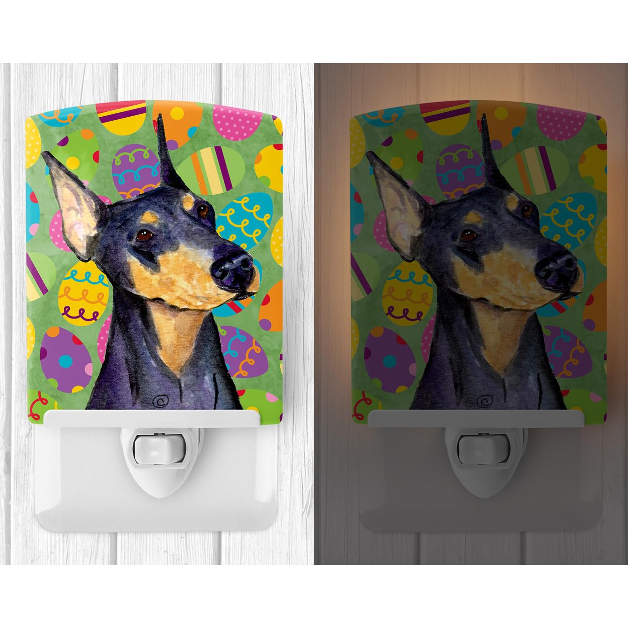 Carolines Treasures Doberman Ceramic Night Light, UL-Certified, 6x4x3in, Multicolor, Model SS4840CNL