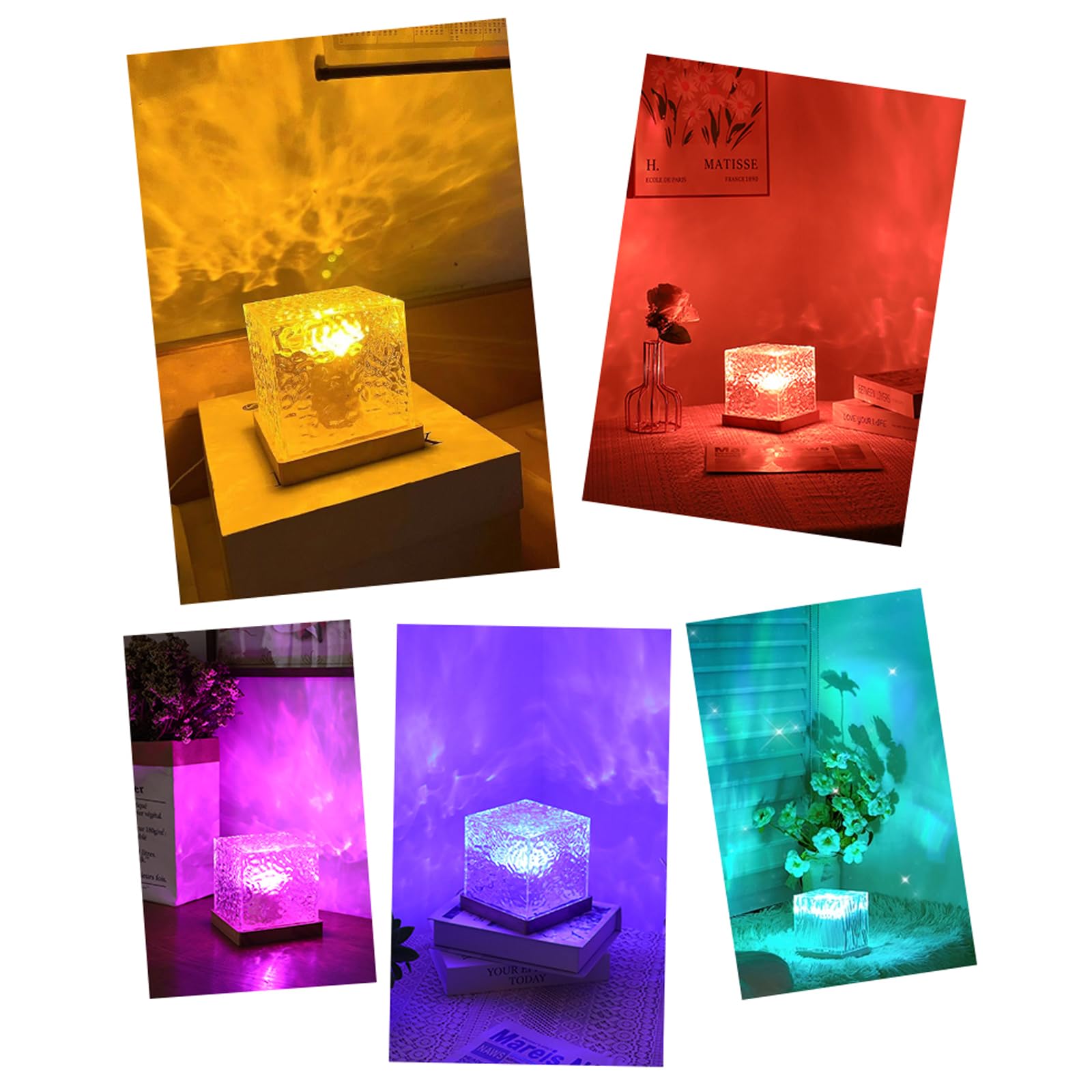 Ocean Wave Projector Light, 16 Colors Rechargeable Luminorthe Cube Lamp With Touch And Remote Control, Bringing Romance And Tran