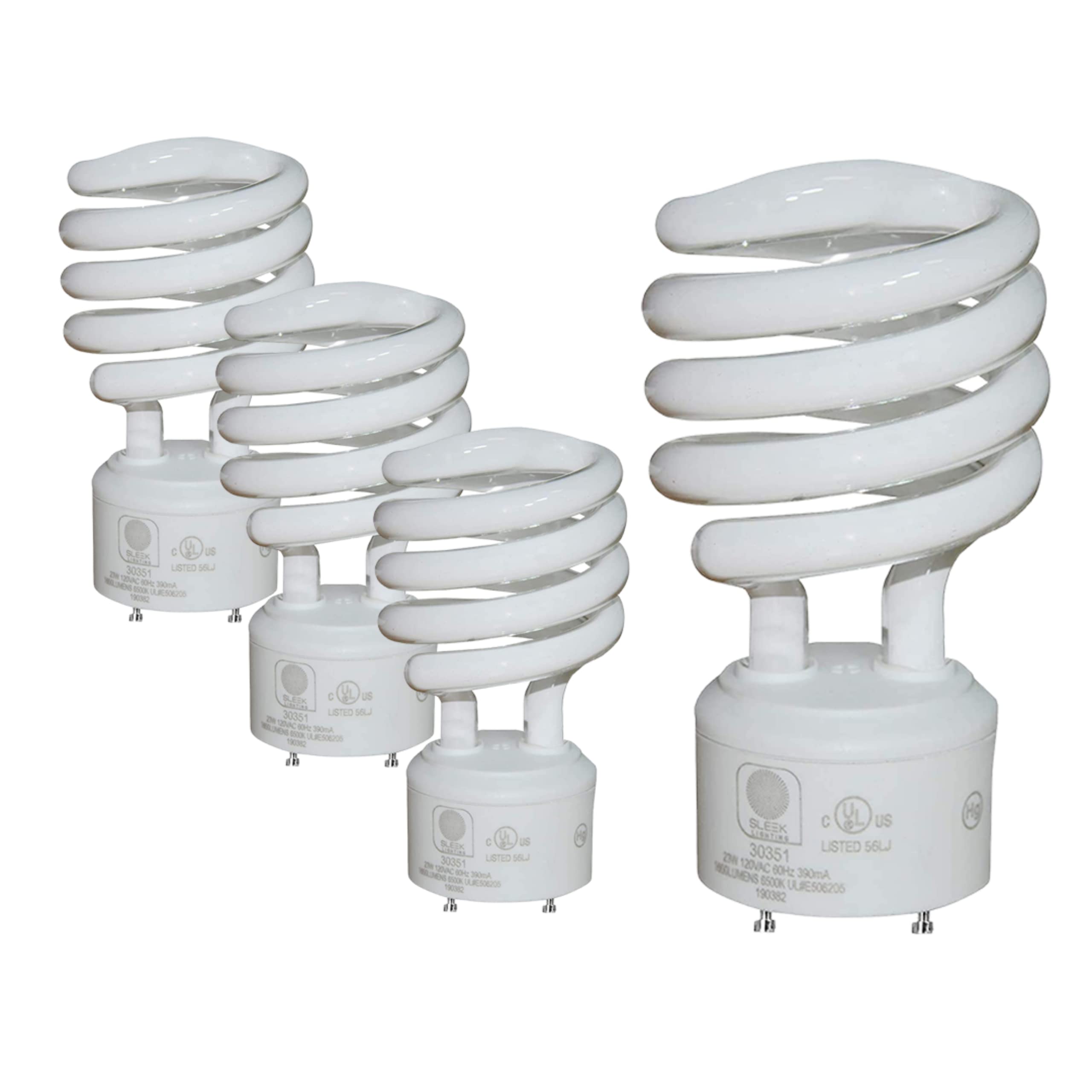 Sleeklighting - 23 Watt Gu24 Base 2 Prong Light Bulbs- Ul Approved Cfl Light Bulbs-120V 60Hz - Twist Lock Spiral -Self Ballasted