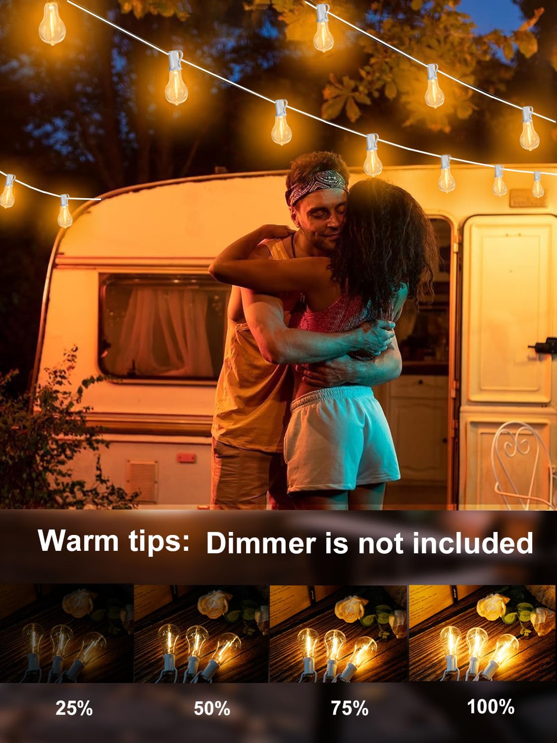 Damaing Outdoor String Lights 120Ft Waterproof Patio Lights With 63 Plastic Dimmable Edison Led Bulbs,Connectable Outdoor Lighti