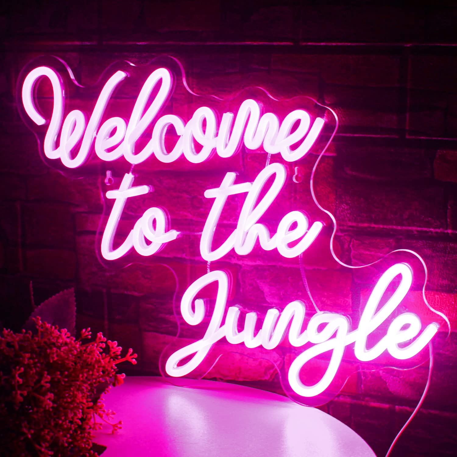 FAXFSIGN Neon Sign - Pink LED Wall Decor, 16.5in x 13in, Colorful Jungle Design for Bedroom, Nursery, Garden, Party Decorations