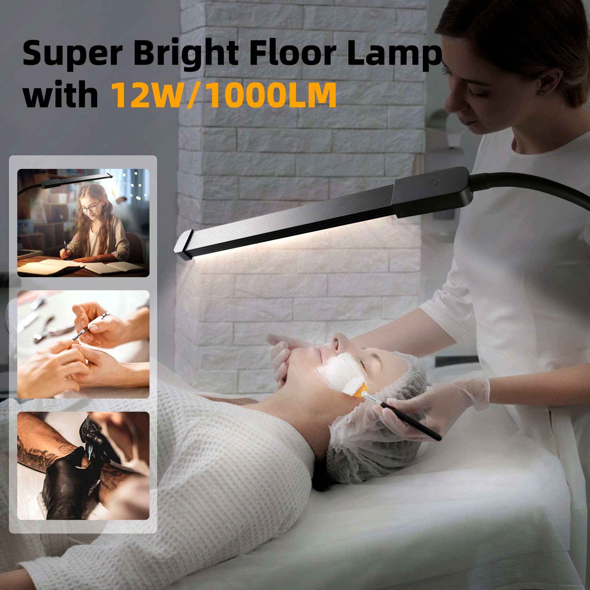 Floor Lamp With Remote, Bright Led Lash Lamp For Eyelash Extensions, Dimmable Brightness And 4 Colors Standing Lamp For Beauty,