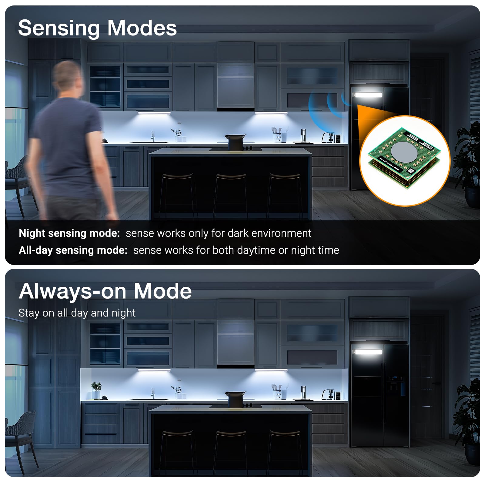 Ct Capetronix Under Cabinet Lights, 3-Pack Dimmable Motion Sensor, Rechargeable, Silver