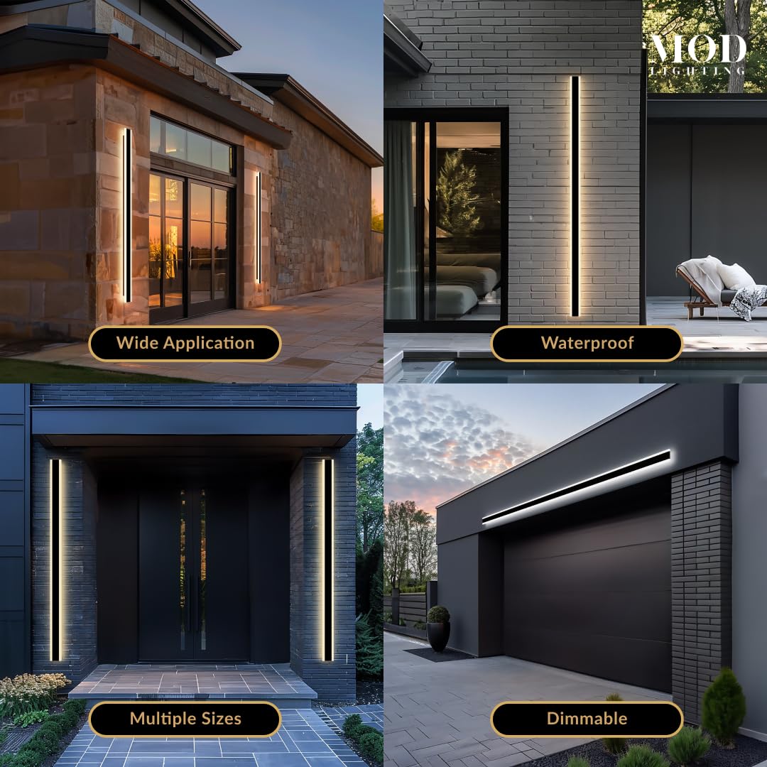?????? ???????????????? Haylen | Waterproof Outdoor Wall Light, Led Dimmable With Remote 3000K-6000K, Long Outdoor Porch Lights, Wired Lighting Fixture, Patio Exterior Wall Sconce, 1-Pack (Black, 79")