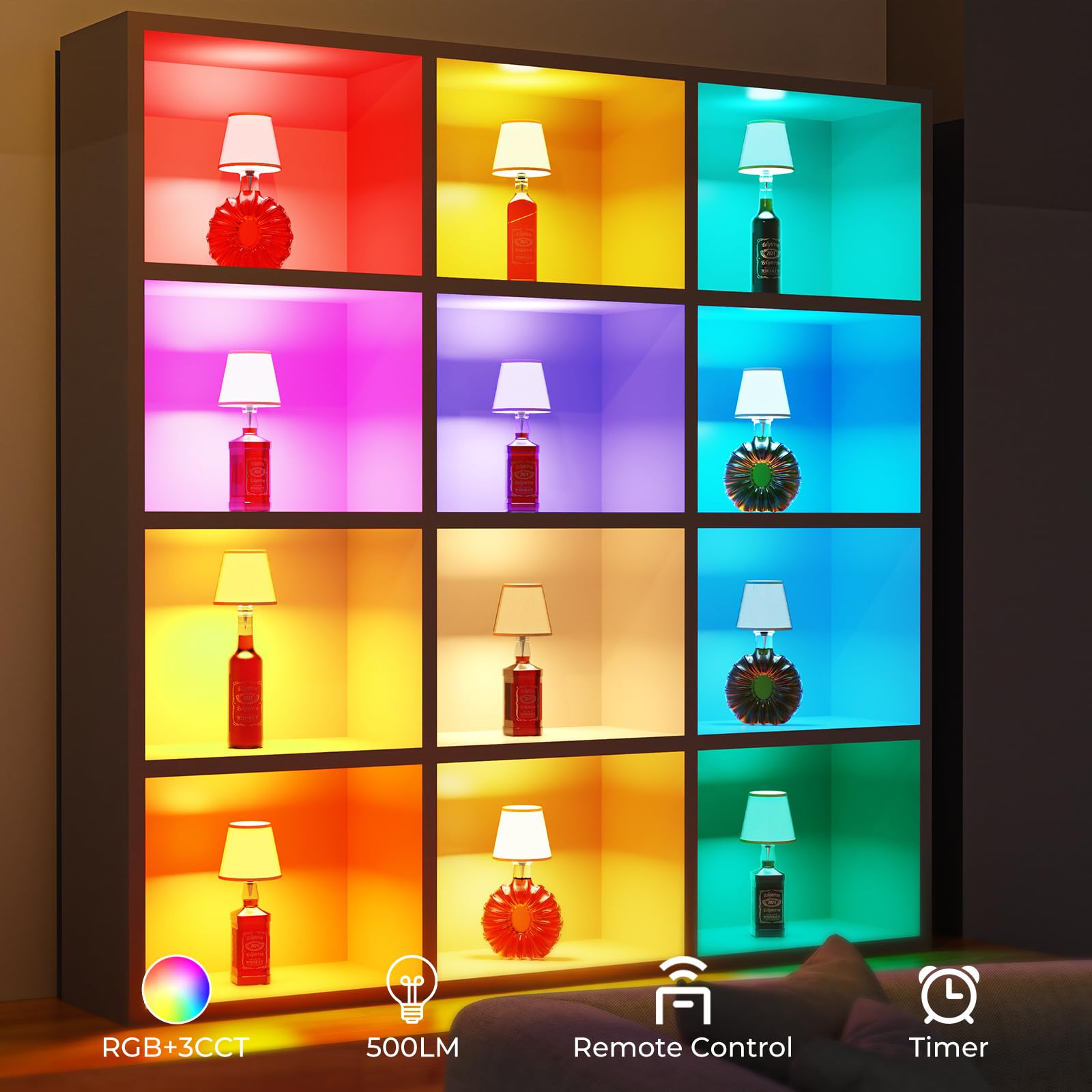 Eclipterra Cordless Bottle Lamp Shade Wireless Rgb Led Wine Bottle Lamp With 3 Color Temperature 5000Mah Battery Portable Table