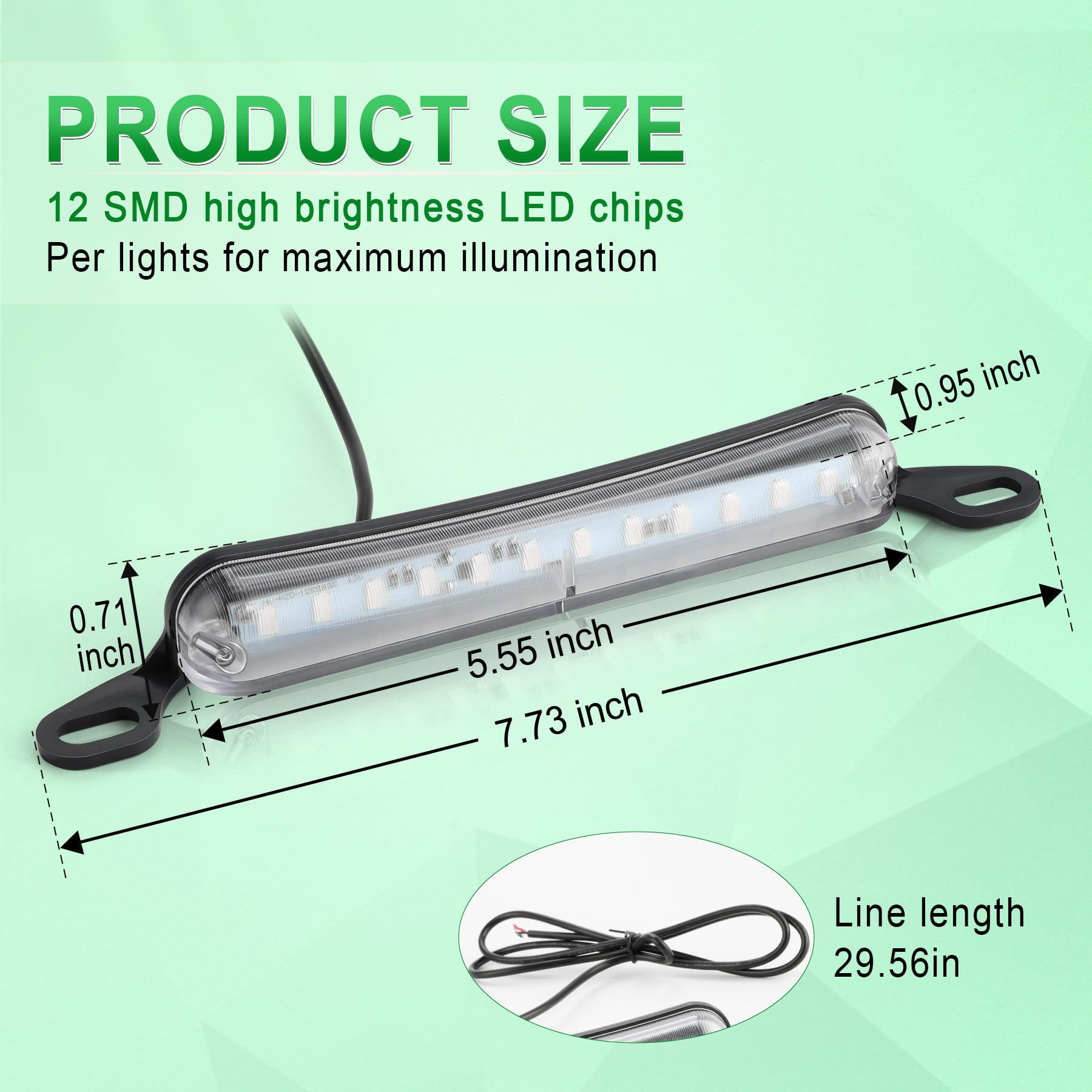 LivTee LED License Plate Light Assembly, Green 6000K, Extremely Bright for Trailer UTV ATV Truck RV Boat Car Accessories