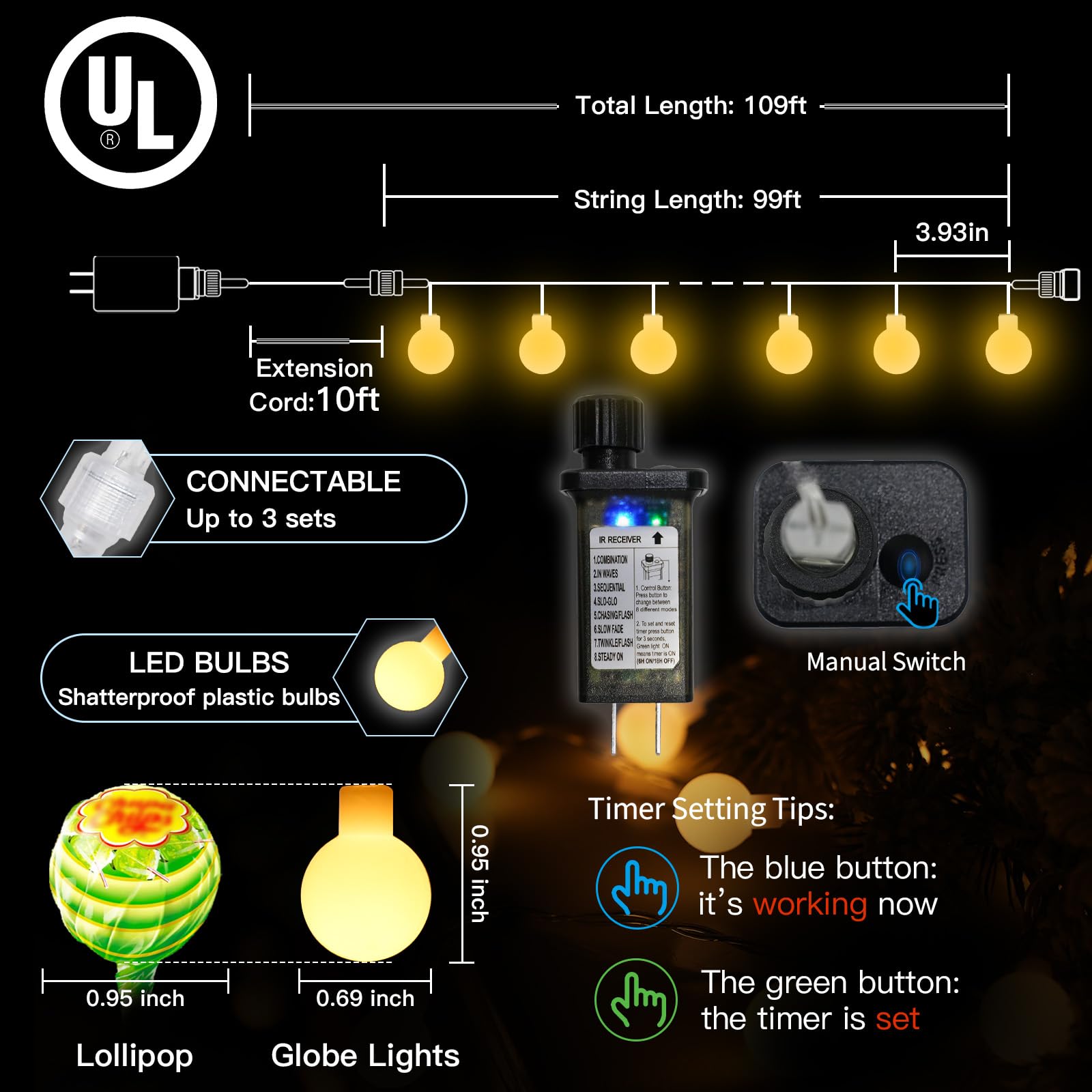 Suddus String Lights For Bedroom  99Ft 300 Led Connectable Globe String Lights Indoor  Hanging Fairy Lights Plug In With Remote For Kids Room Dorm Classroom Outdoor Christmas Tree Decor  Warm White