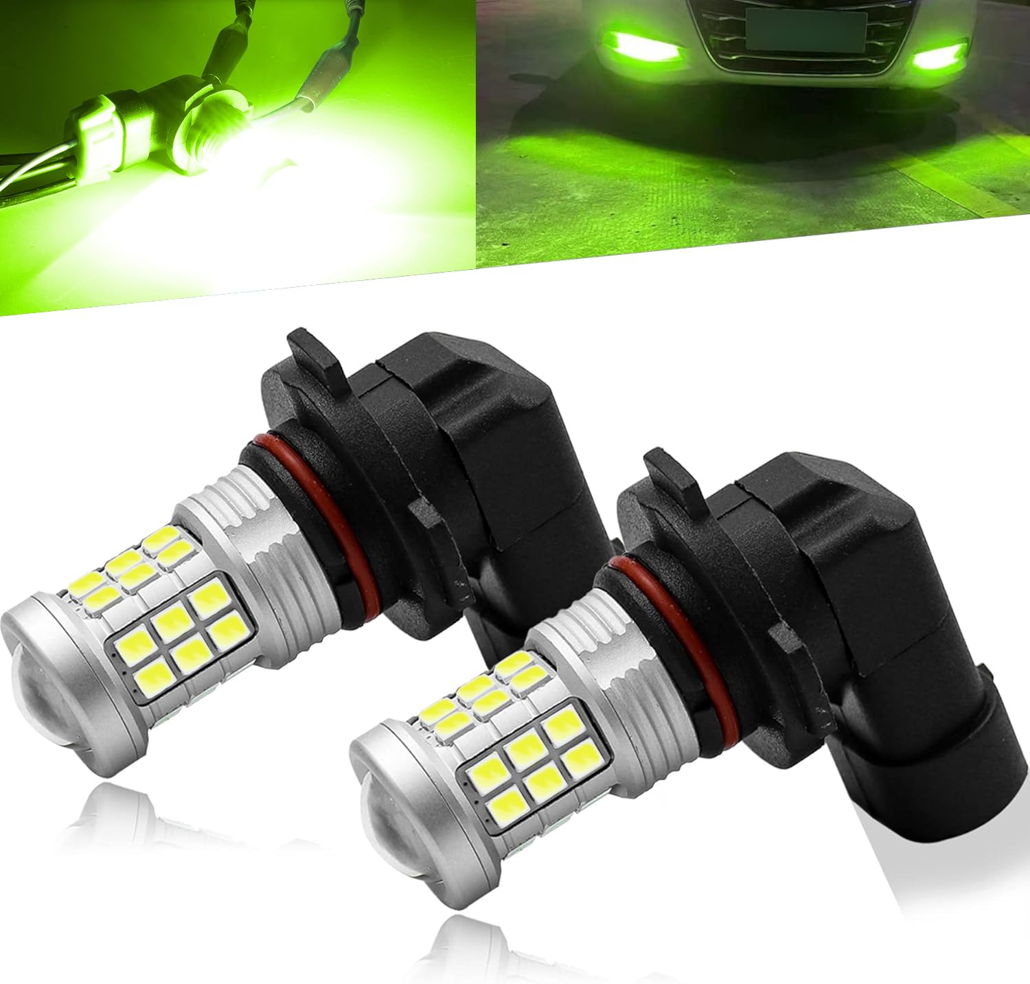 KISLED H10 LED Fog Light Bulbs, 3000lm, 2835 Chips, Projector Lens, Lemon Green